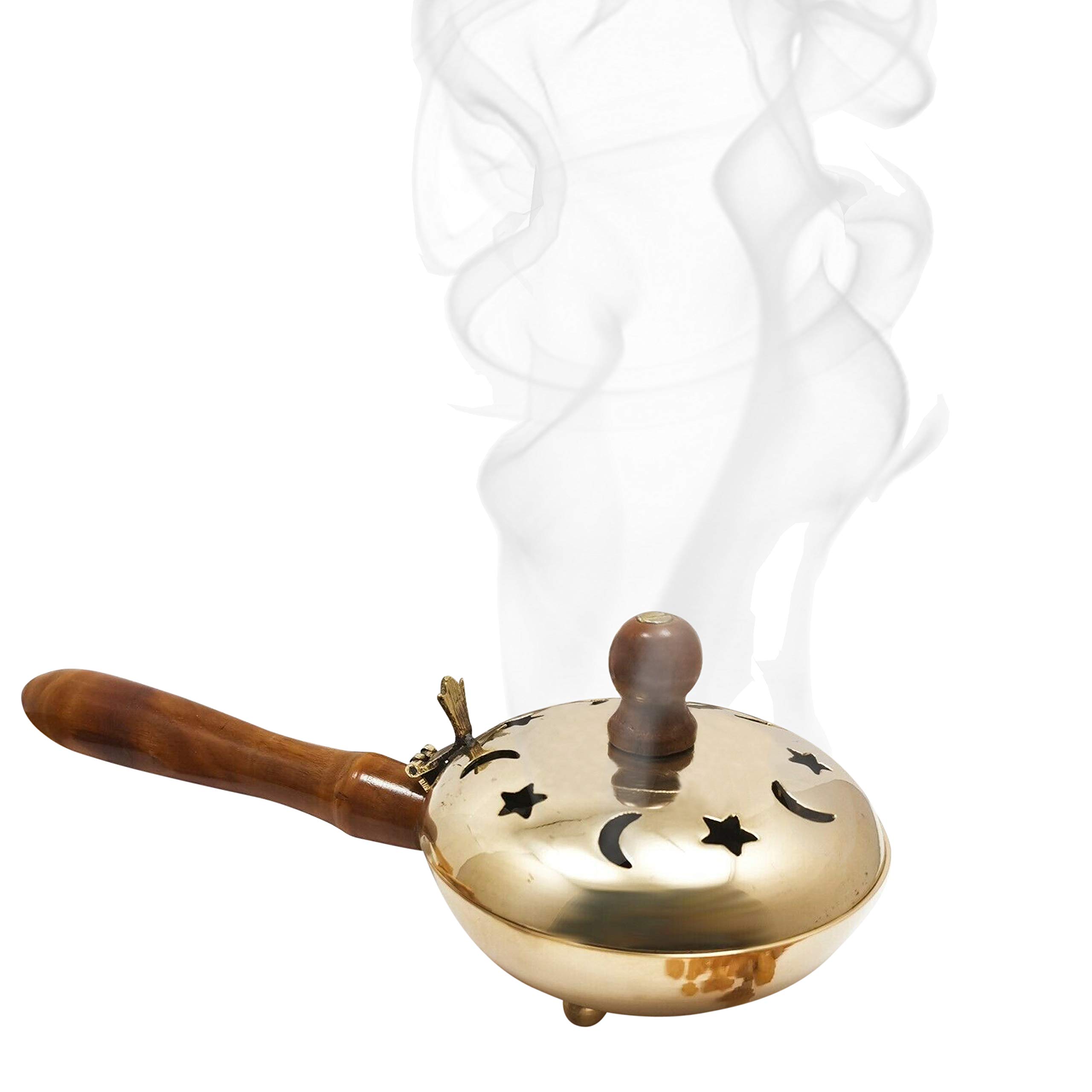 diollo Brass Charcoal Incense Burner, Loban, Sambrani Dhoop, Resin & Home Office Temple Prayer Butler