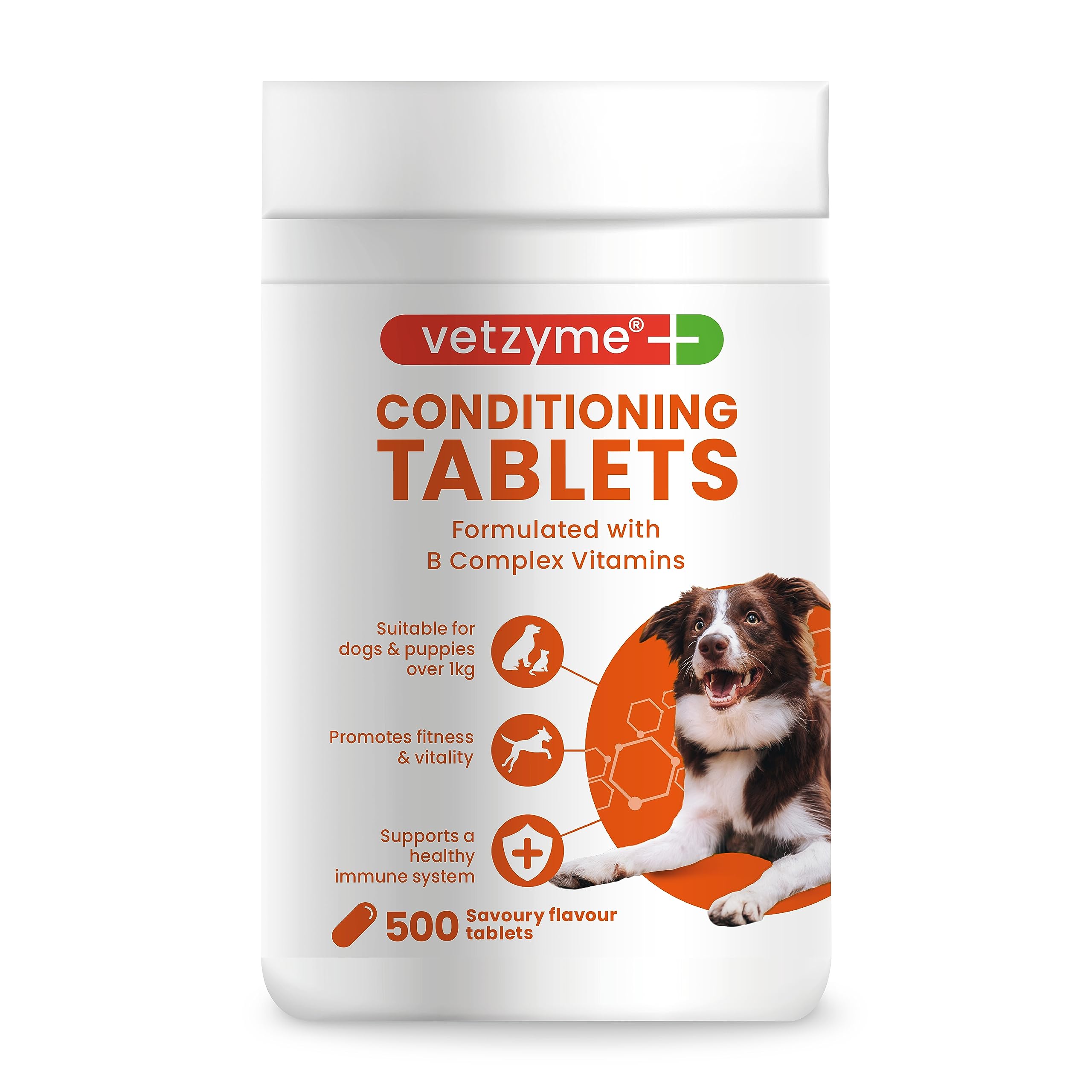 Vetzyme Conditioning Tablets for Dogs (500 Tablets) - With B Complex Vitamins to Promote Fitness and Support a Healthy Immune System