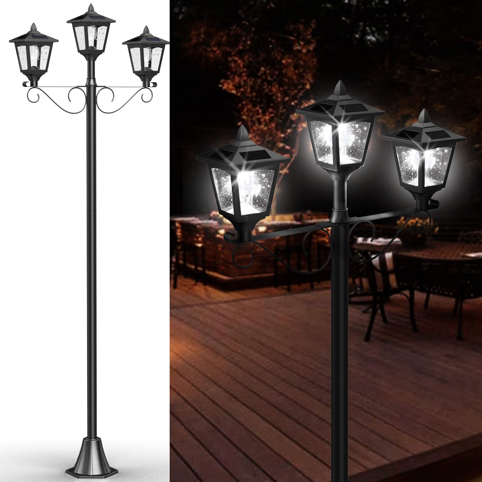 Buy SUNGATH Upgrade Outdoor Solar Lamp Post Lights, Triple-Head Solar