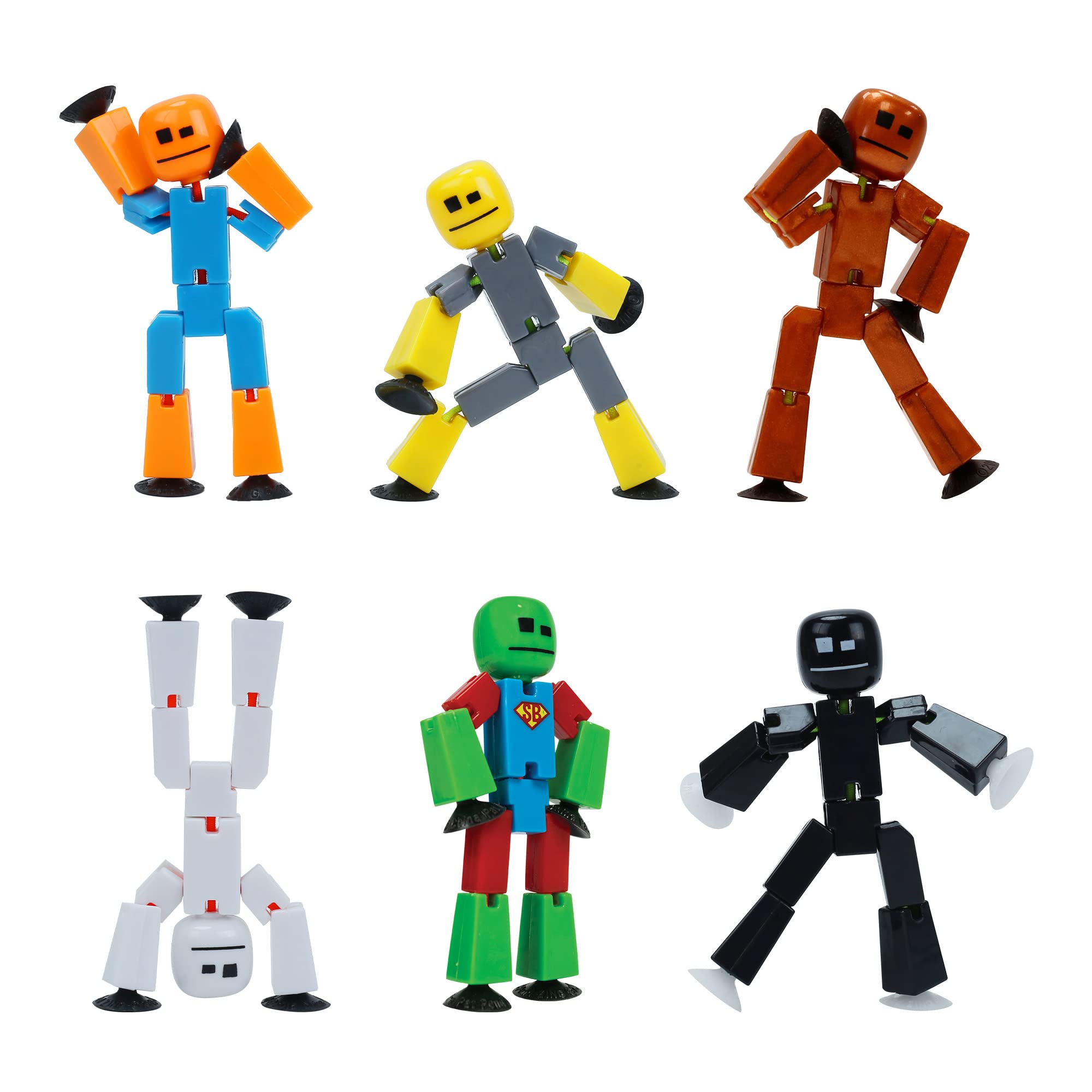 ZingStikbot 6 Pack, Set of 6 Stikbot Collectable Action Figures, Create Stop Motion Animation (Styles May Vary)