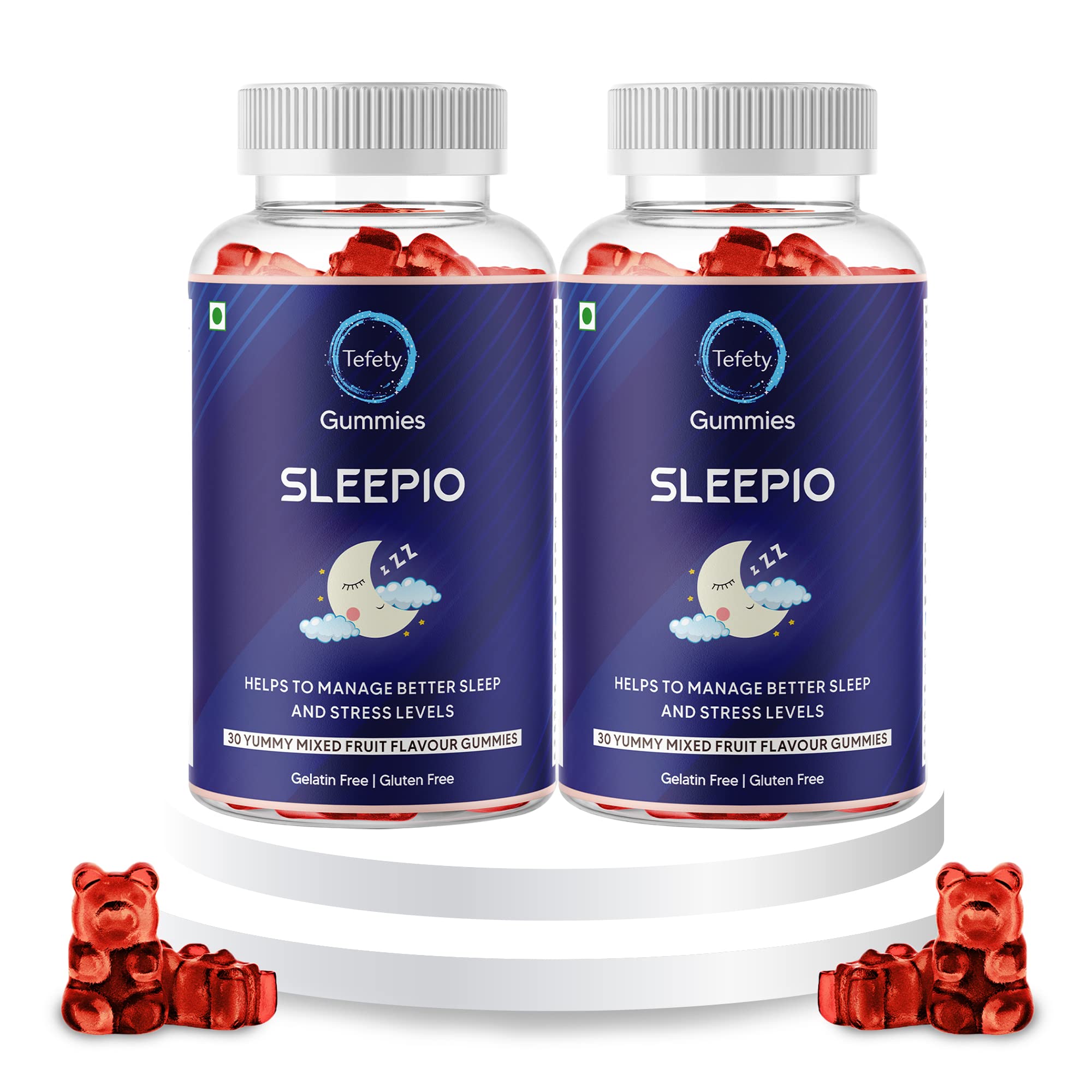 TefetySleepio Melatonin Gummies 4mg |Supplement for Insomnia Relief, Mood Support,Stress Relief, Nighttime Relaxation & Restful Sleep |Gluten Free (Sleepio (Pack of 1))