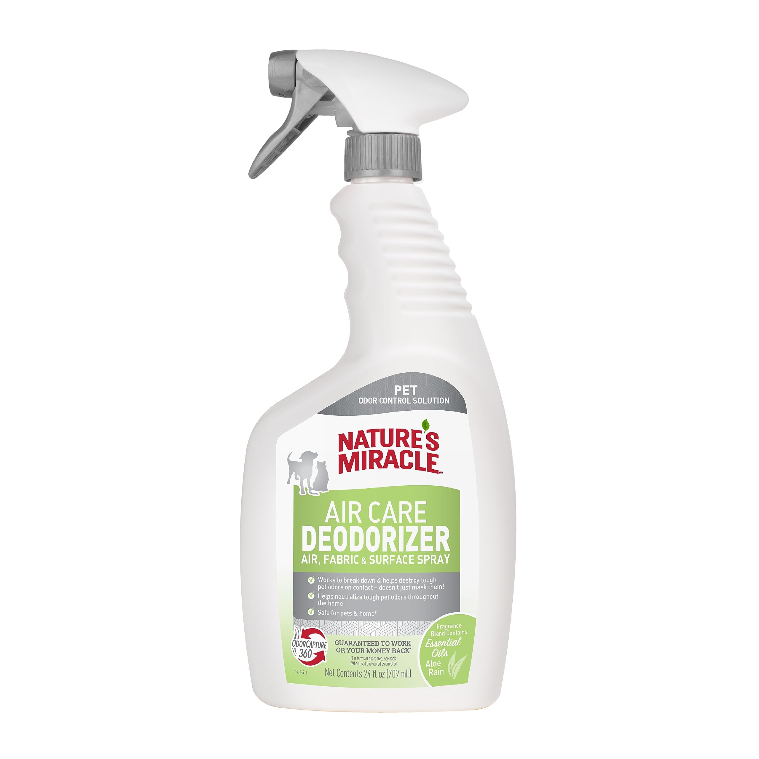 Nature’s Miracle Air Care Deodorizer Air, Fabric and Surface Spray Aloe Rain Scent, 24 Ounces, Pet Odor Eliminator