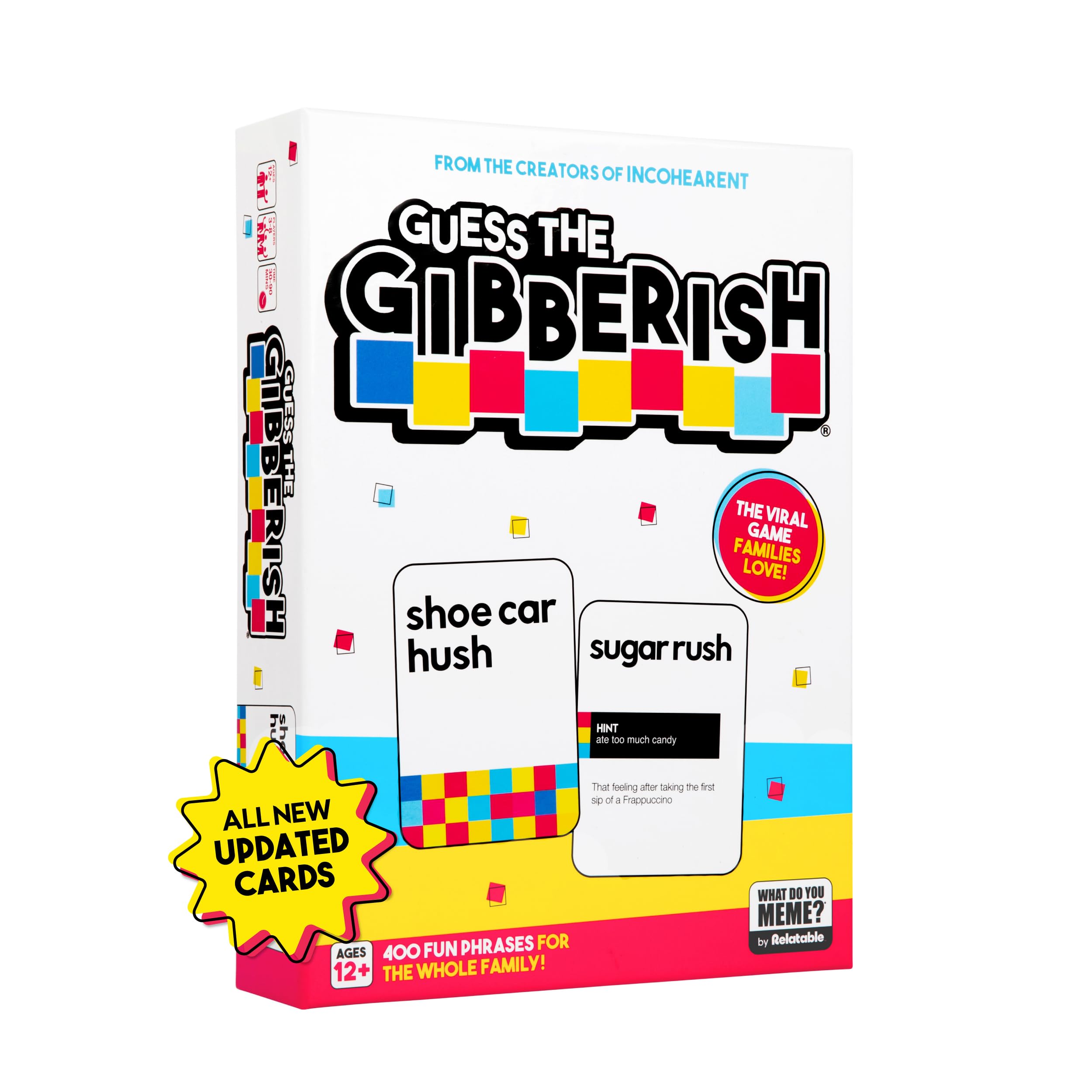 Guess The Gibberish Card Game for Families by Relatable - From The Creators of Incohereant, Christmas Games for Family Party, Funny Hanukkah Gifts for Kids 12+, Includes 400 Cards & Sand Timer