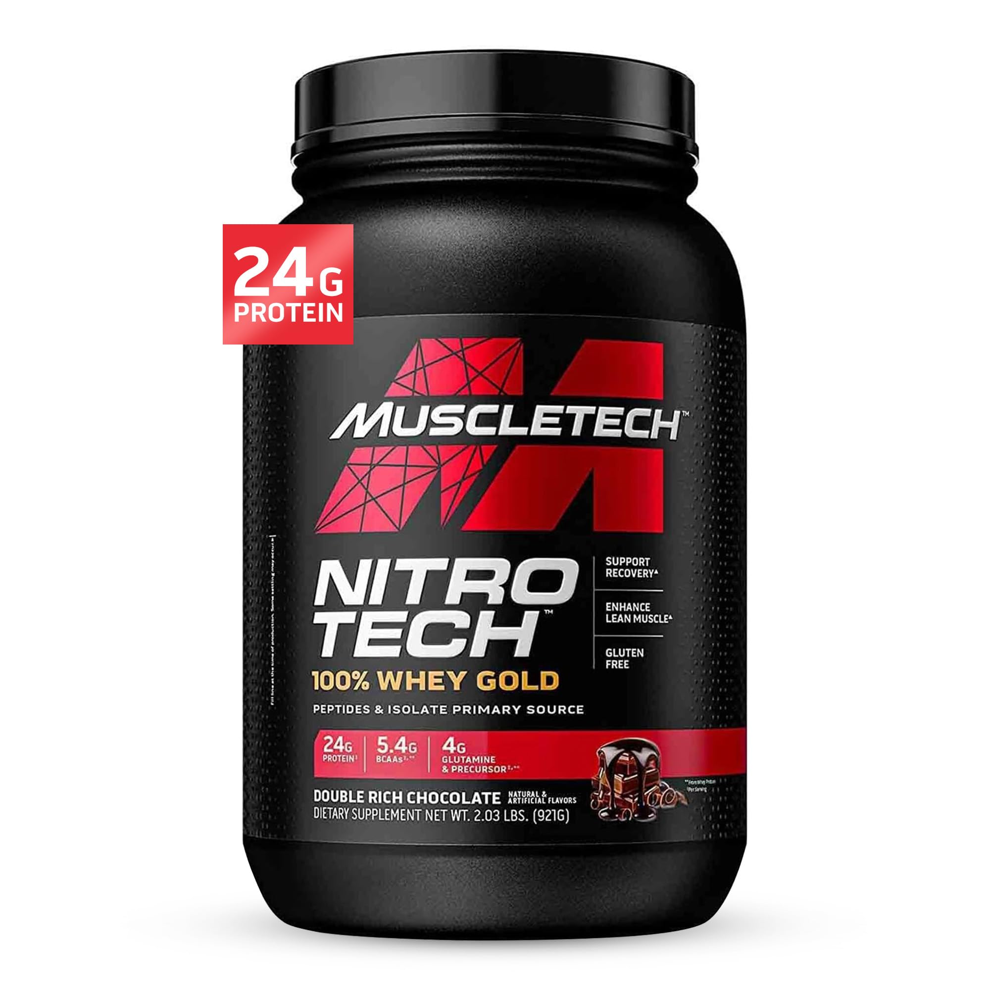 Whey Protein Powder , MuscleTech Nitro-Tech Whey Gold Protein Powder , Whey Protein Isolate Smoothie Mix , Protein Powder for Women & Men , Chocolate Protein Powder, 2 lbs (28 Serv)-package varies