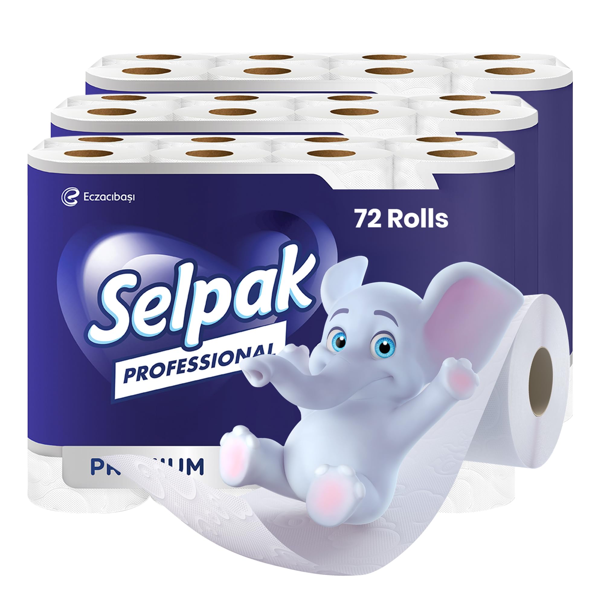 SelpakProfessional Toilet Paper 72 Rolls, 3 ply Toilet Rolls Bulk Buy, Luxuriously Soft, Gentle and Hypoallergenic Bulk Toilet Rolls - Sustainable Toilet Tissue - Dermatologically Tested Loo Roll