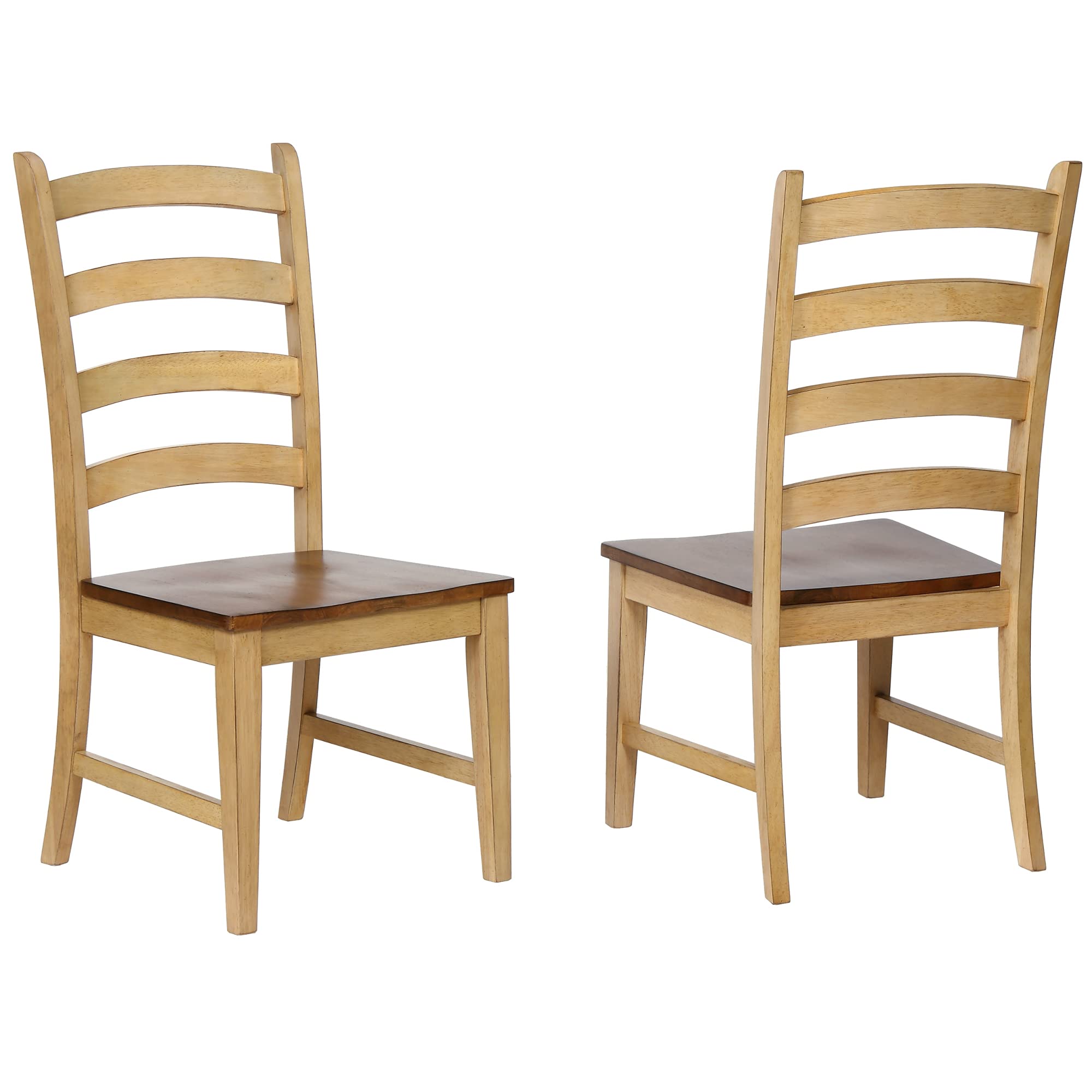 Sunset Trading Brook Dining Chairs, Distressed two tone light creamy wheat with warm pecan finish seat