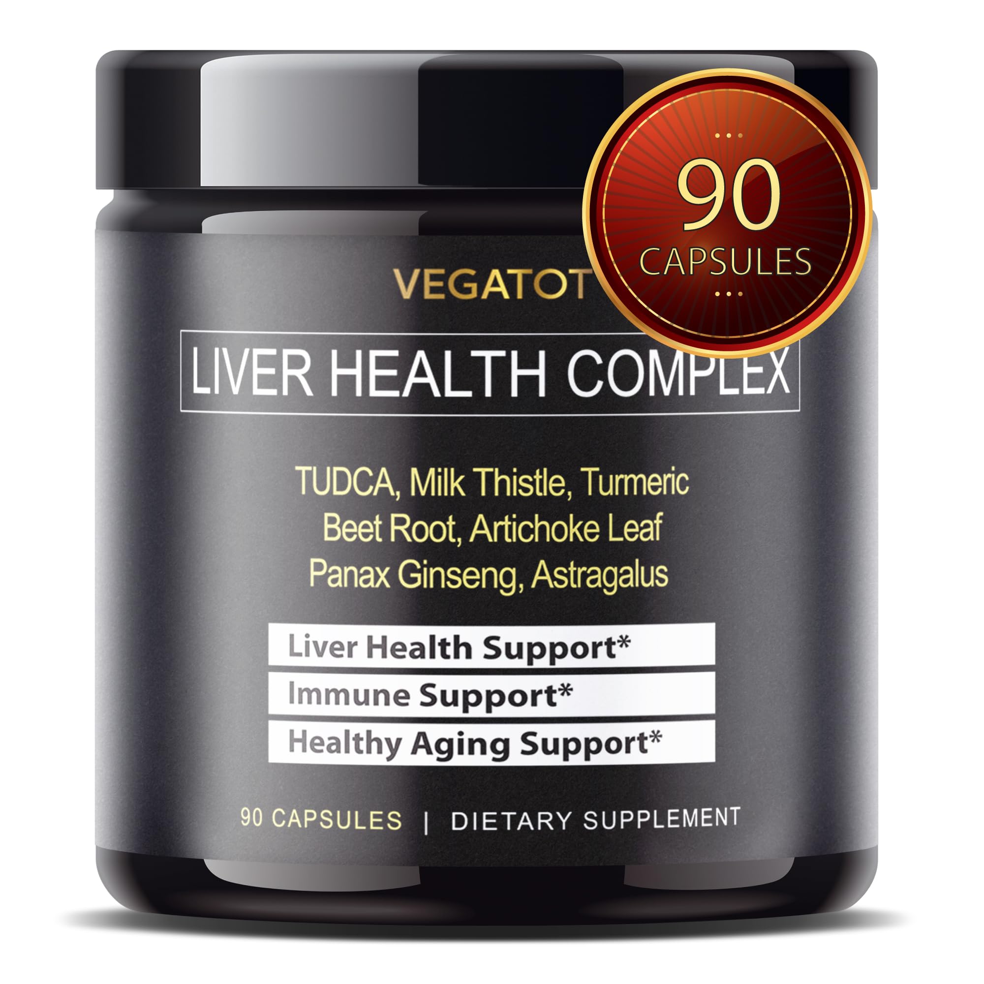 VEGATOT Liver Health Complex Formula 9,750MG **USA Made and Tested** High Potency with TUDCA, Milk Thistle, Beet Root, Artichoke Leaf, Panax Ginseng, Astragalus, Tumeric - Clean & Detox Formula