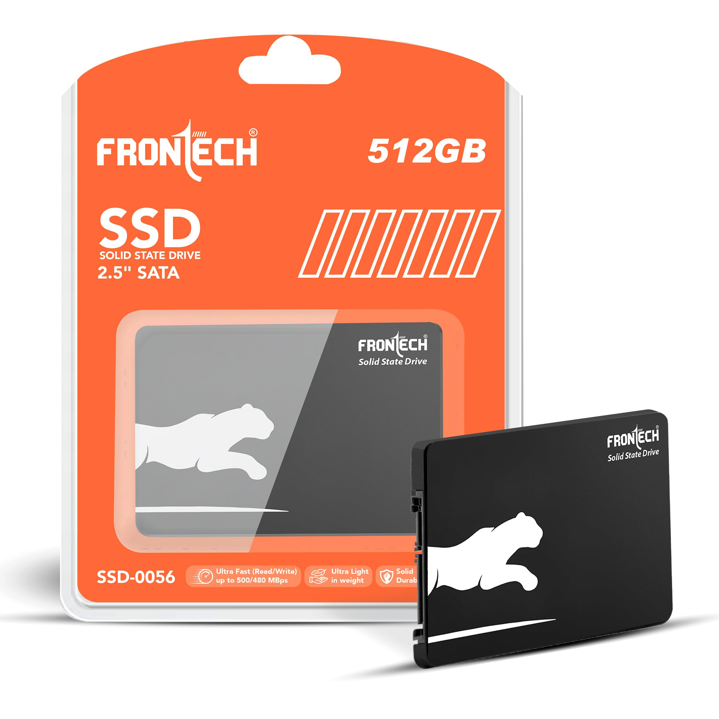 FRONTECH 512GB Internal SSD, 2.5 SATA3, TLC+SMI, Low Energy Consumption, Ultra Fast with Read/Write Speed Upto 500/480 Mbps, (SSD-0056, Black)