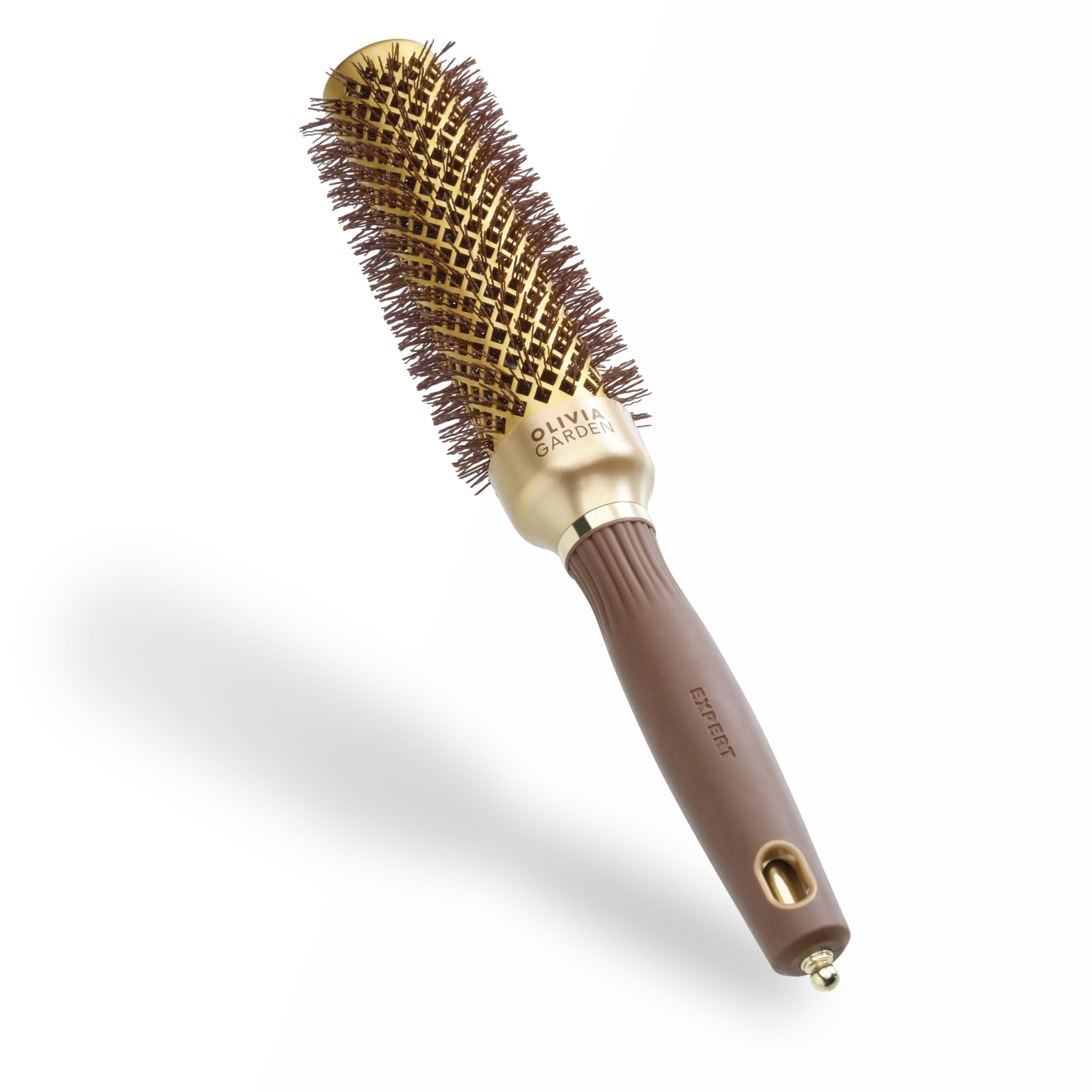 Olivia Garden Expert Blowout Speed – Gold & Brown - 35 - Ceramic Coated Round Brush with Extra Long Barrel for 25% Faster Blowouts