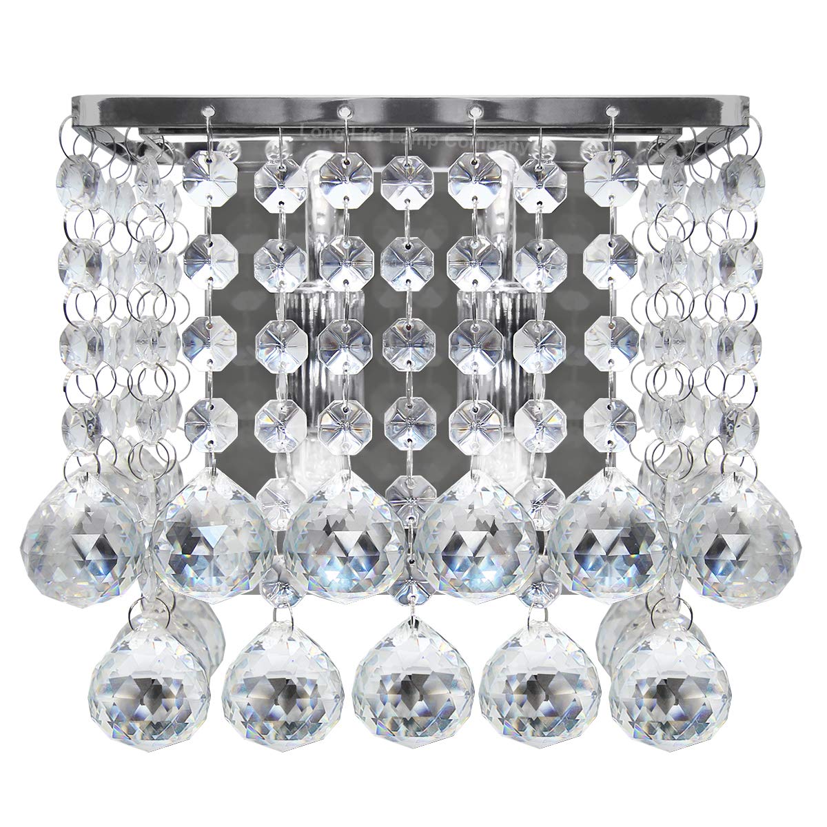 Modern Polished Chrome Indoor Wall Chandelier Light Crystal Droplets Twin G9 Lamp M0065