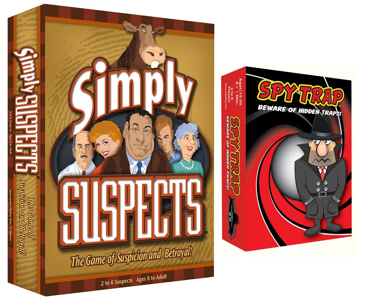 Simply Suspects Bundled with Spy Trap. Family Strategy Board and Card Game.