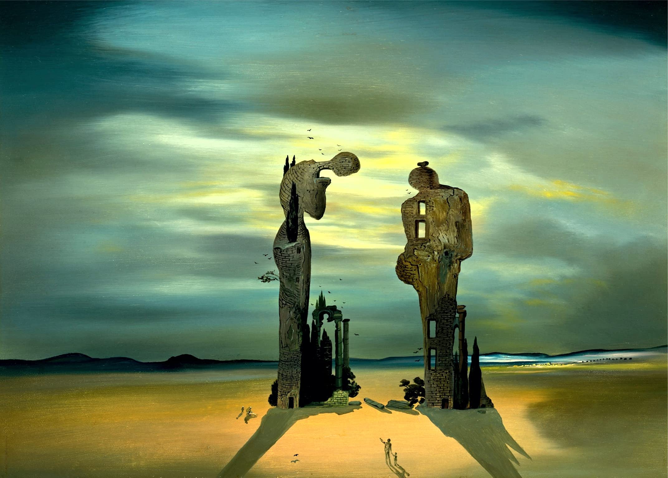 Adventures® *Archeological Reminiscence Millet's Angelus* (1935) - A Painting by Salvador Dali, Wall Décor Frame (Acrylic Spray Coated Canvas Print +PineWood Frame). Size- 16"x21"