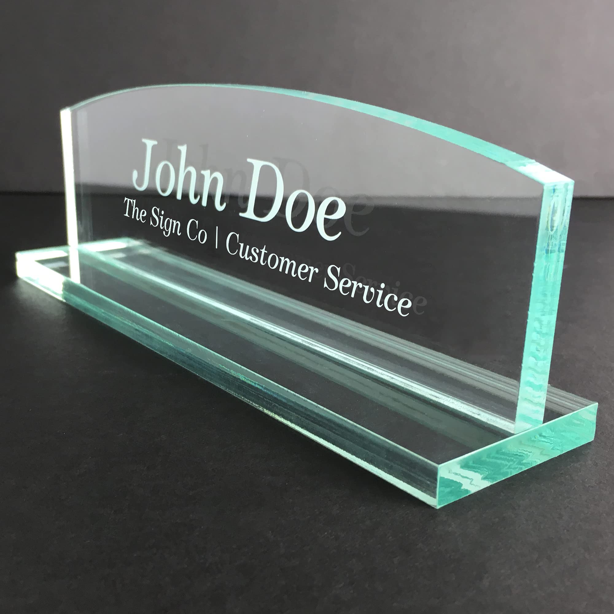 Office Desk Name Plate | Custom Name Plates made from glass-like Acrylic | Personalized Desk Accessory (Round Top)