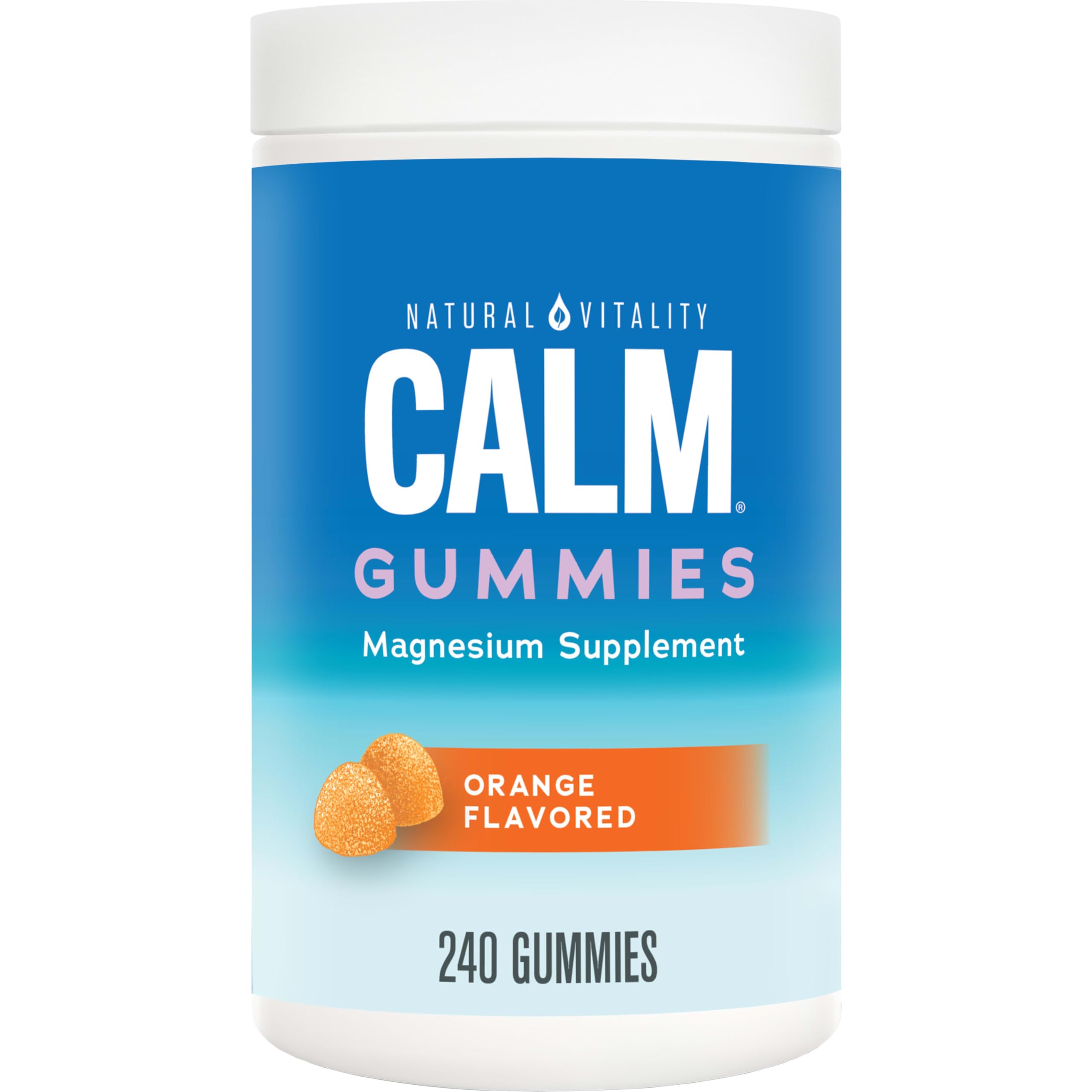 Natural Vitality Calm, Magnesium Citrate Supplement, Stress Relief Gummies, Supports a Healthy Response to Stress, Gluten Free, Vegan, Orange, 240 Gummies