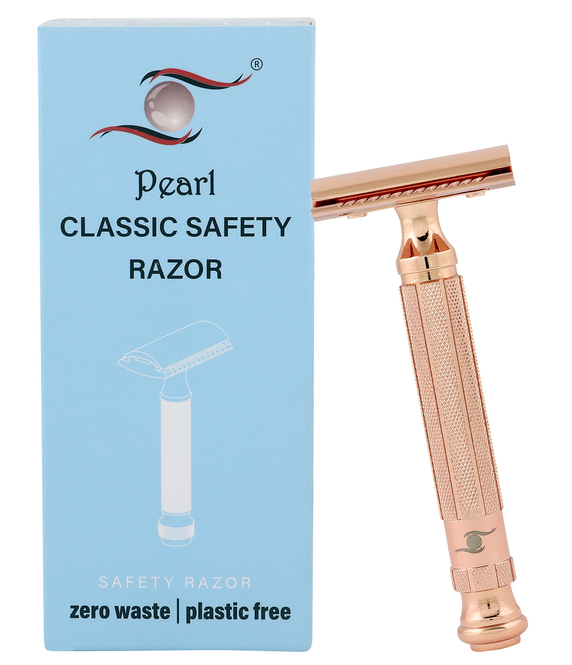 Pearl Shaving Double Edge Close Comb Safety Razor L-55 (Mellow Apricot) made with Brass Metal - Shaving Razor for Men | Classic & Traditional shaving Kit for Men | Premium Blade Razors for Father's Day gift option