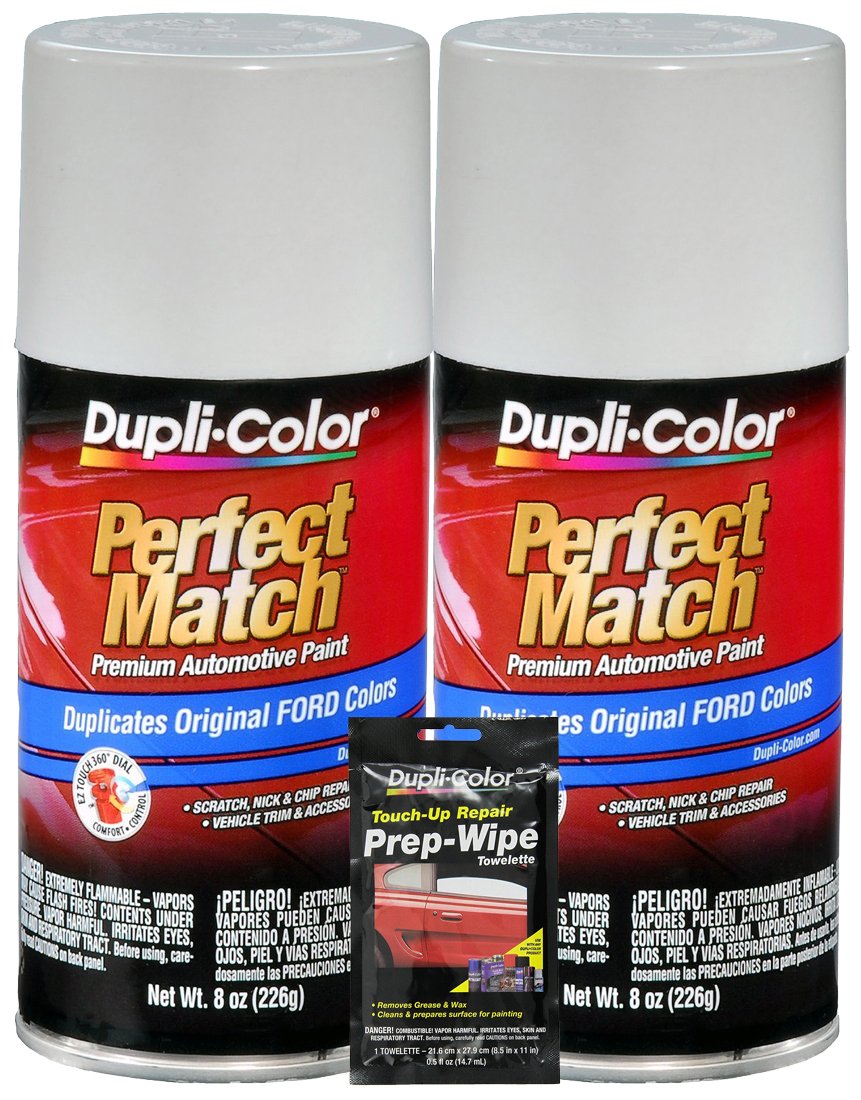 Dupli-ColorOxford White Exact-Match Automotive Paint for Ford Vehicles (8 oz.), Bundles with Prep Wipe (3 Items)