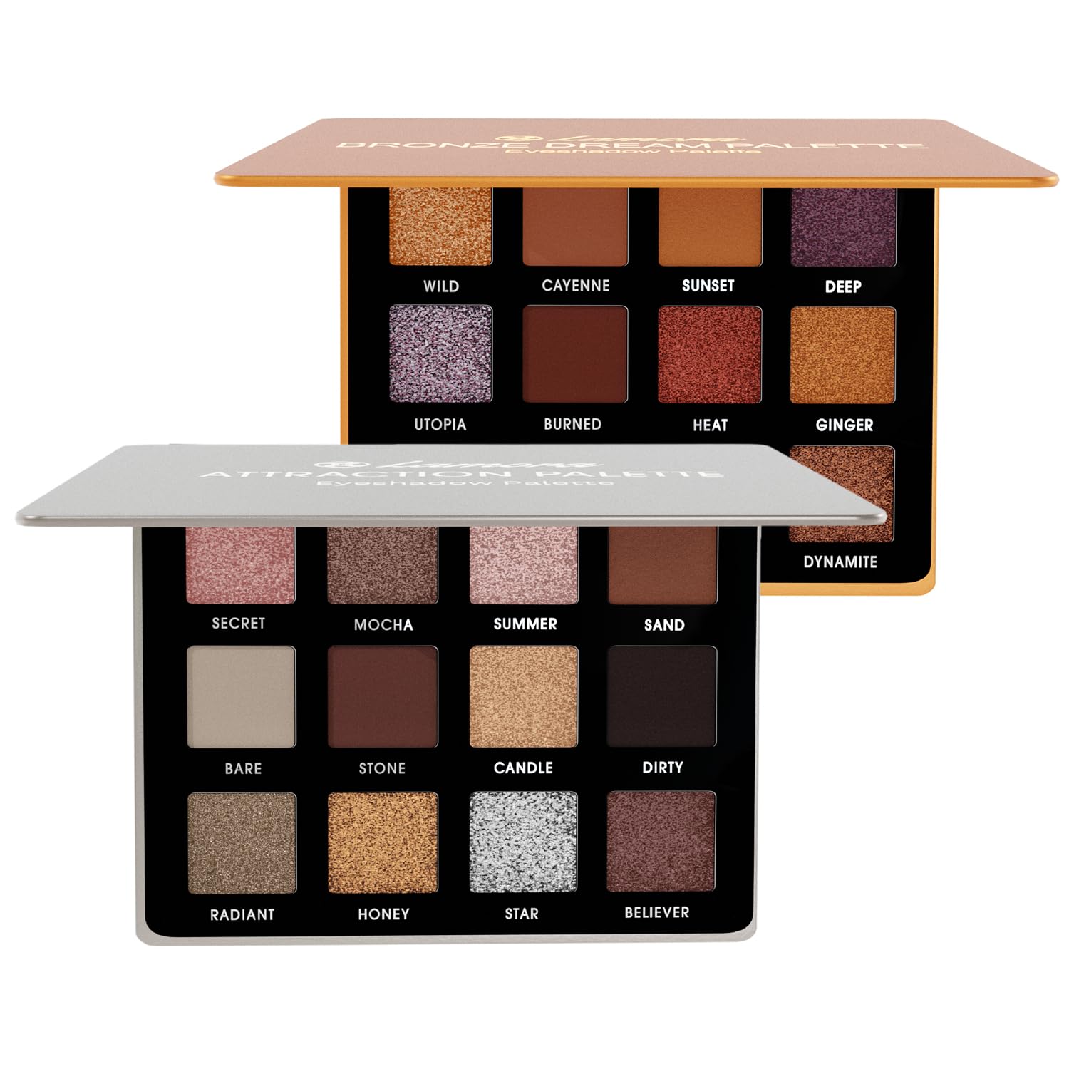 LamoraNude Eyeshadow Palettes (Attraction + Bronze Gold)