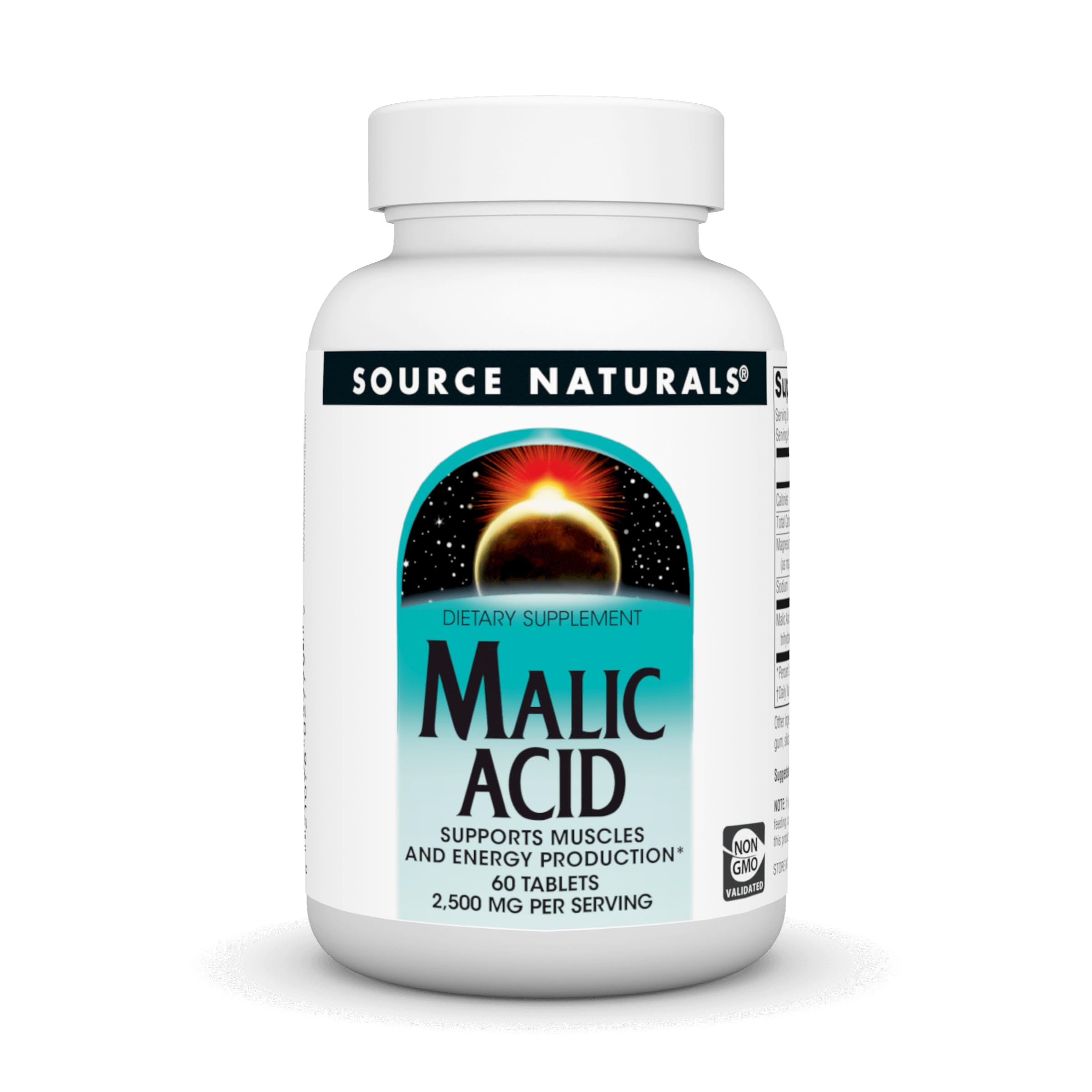 Source NaturalsMalic Acid, Supports Muscles and Energy Production*, 2,500 mg - 60 Tablets