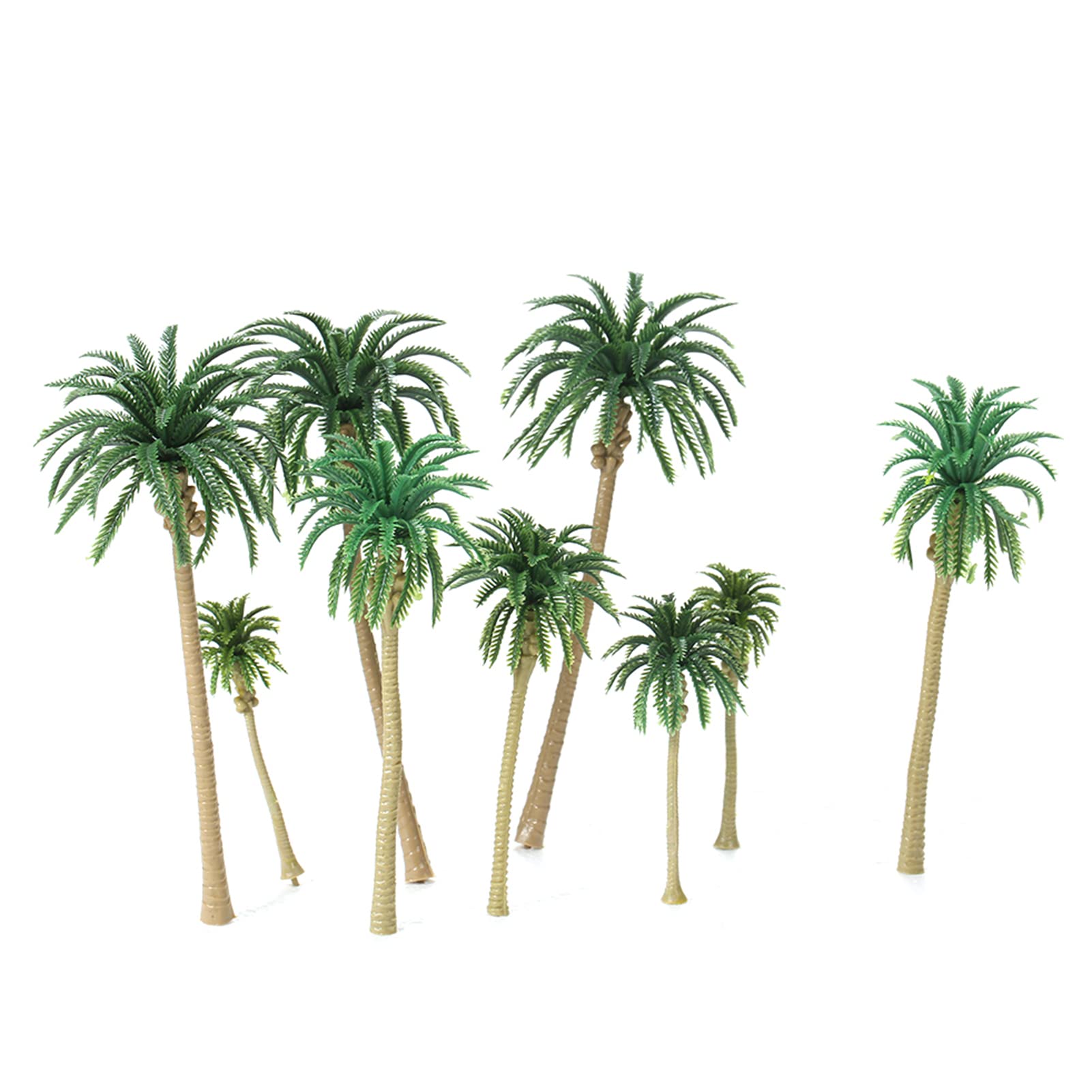 Pepisky 15pcs Miniature Scenery Layout Model Plastic Tree Palm Trees Train Coconut Rainforest Home Garden Decoration