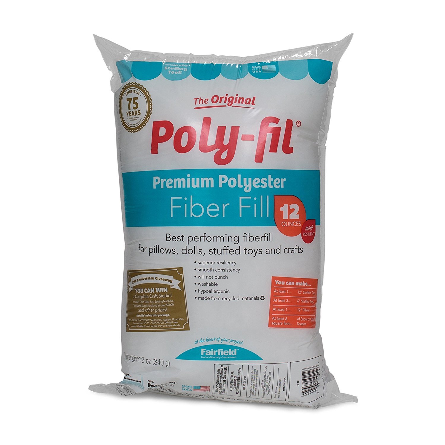 Fairfield 100% Polyester Poly-Fil 12 oz