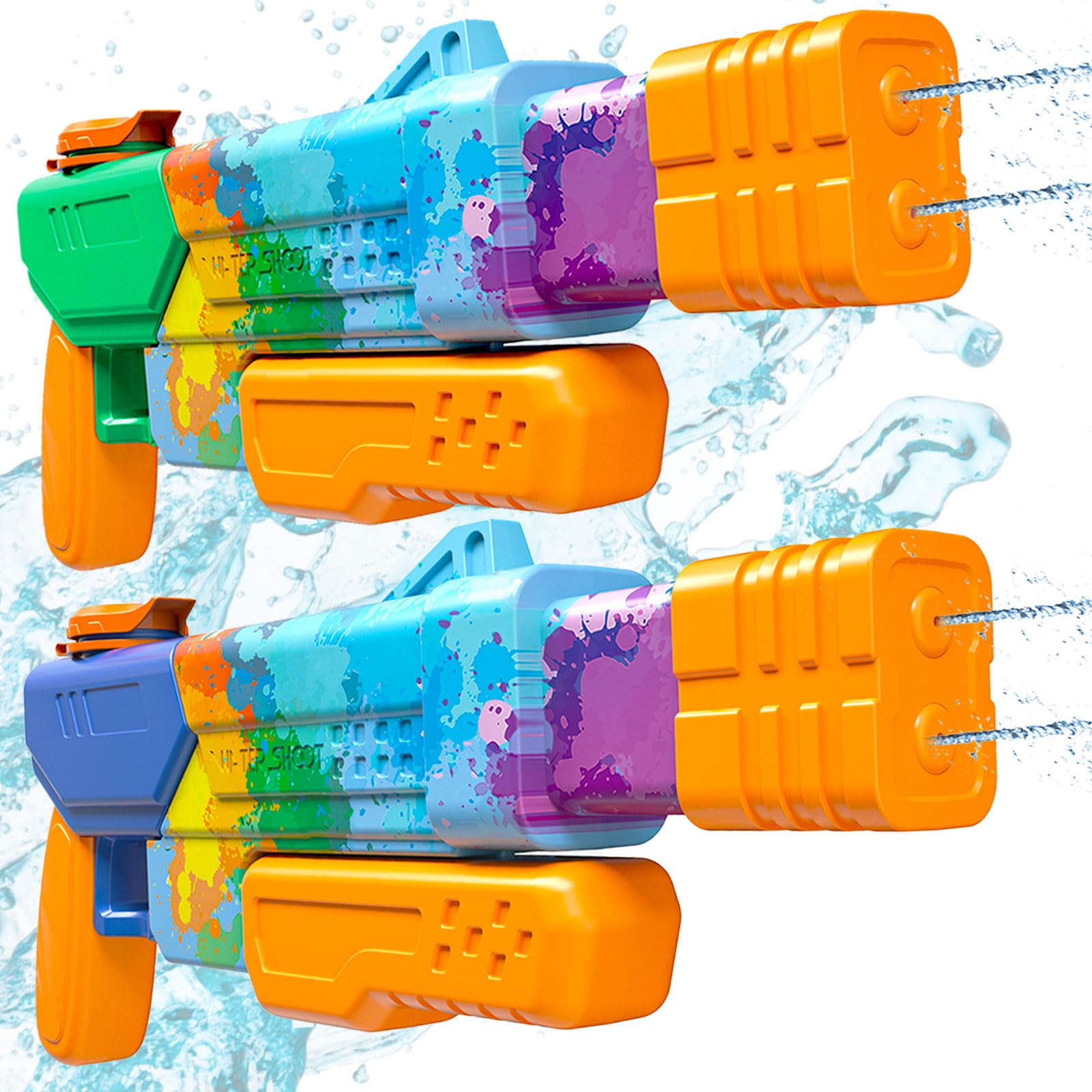 unanscre 2 Pack Water Guns with Double Nozzle for Kids, Durable Water Blaster Soaker Gun, Pump Action Outdoor Squirt Gun, 40FT Long Range High Capacity Water Squirters Toys for Pool/Beach/Yard Play