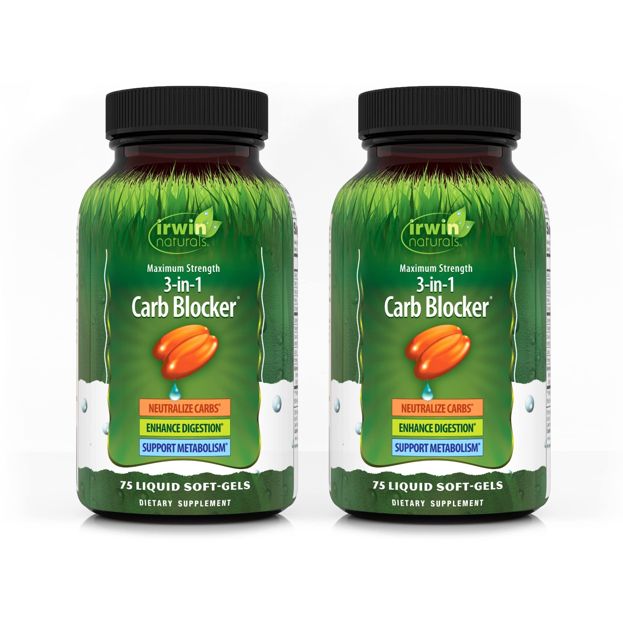 Irwin NaturalsCarb Blocker Neutralize Carbohydrates and Support Metabolism Liquid Softgels - Pack of 2