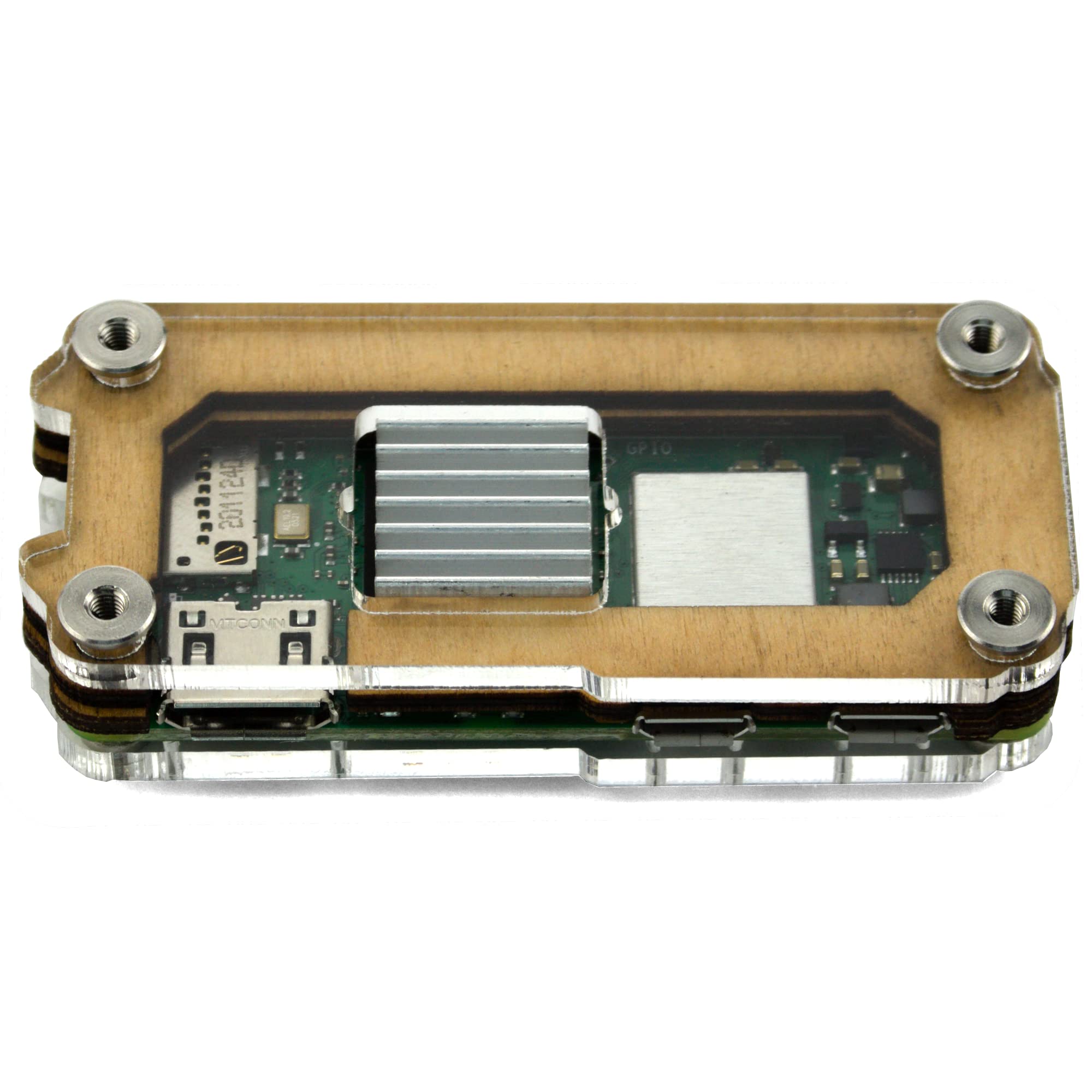 C4Labs Zebra Zero Heatsink Case for The Raspberry Pi Zero 2 - Single Pack, Classic Wood