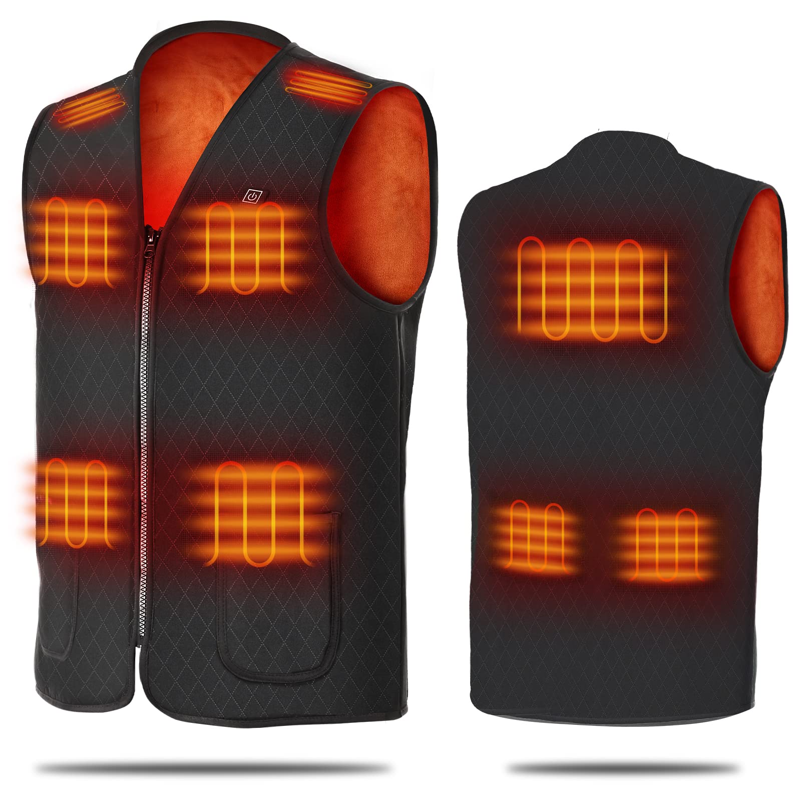 Qunan Factory Direct Sale Before and After Winter Smart Heating Vest Men's USB Heating Vest Seven Zones Smart Electric Heating Vest bla S