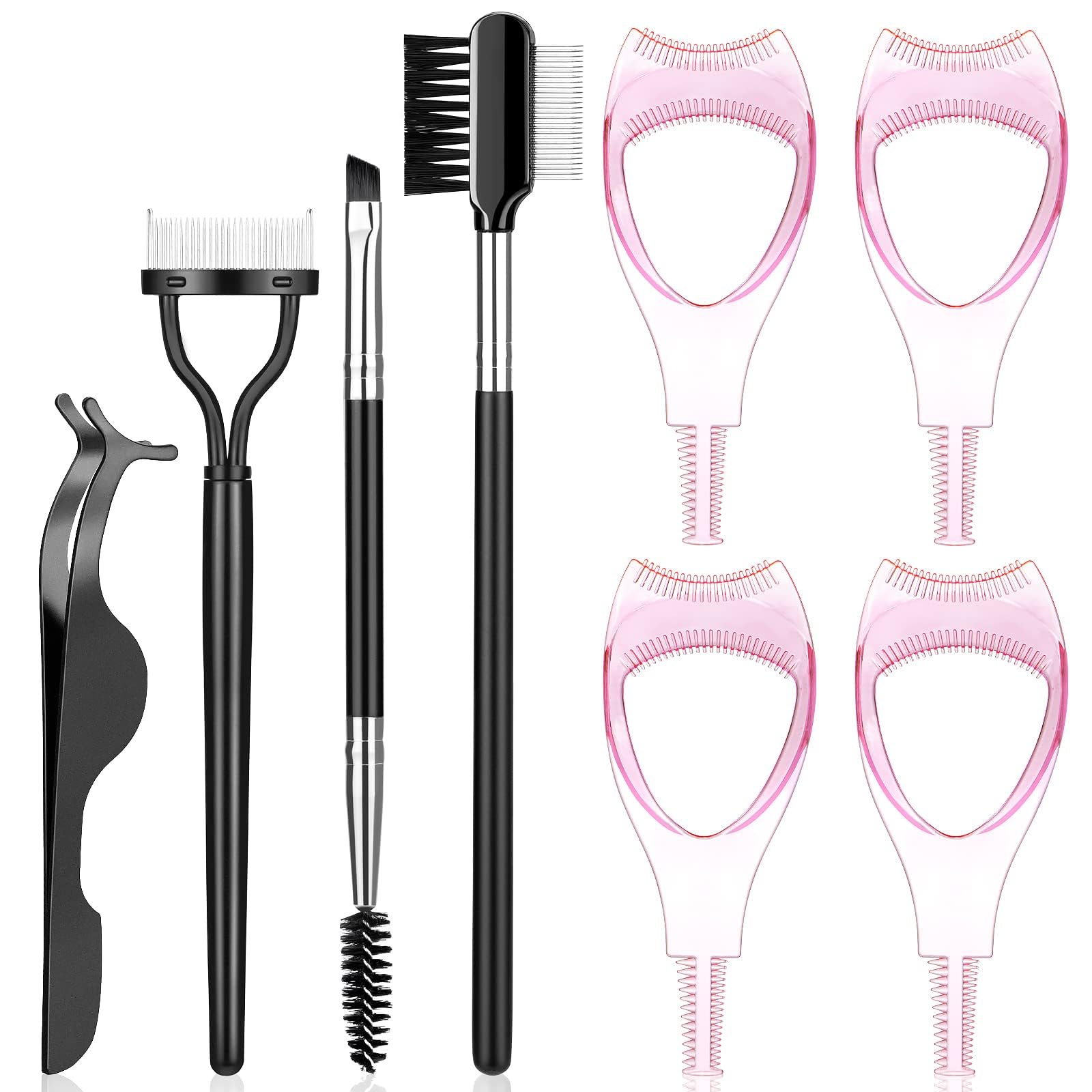 Tazweeq 8Pcs Eyelash Mascara Guard, Eyelash Comb, Eyebrow Brush, Mascara Shield Applicator, Guard Eyelash Separator Tool, For a Natural Lifting Effect and Enhancement of The Lower Lashes