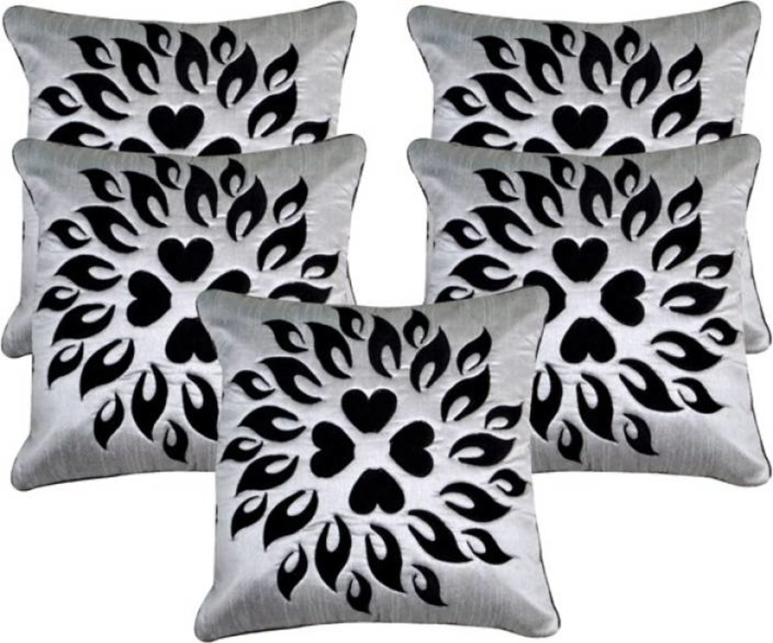 Desi Hault Cushion Covers 16x16 Set of 5 Silver Color (40cm x 40cm)