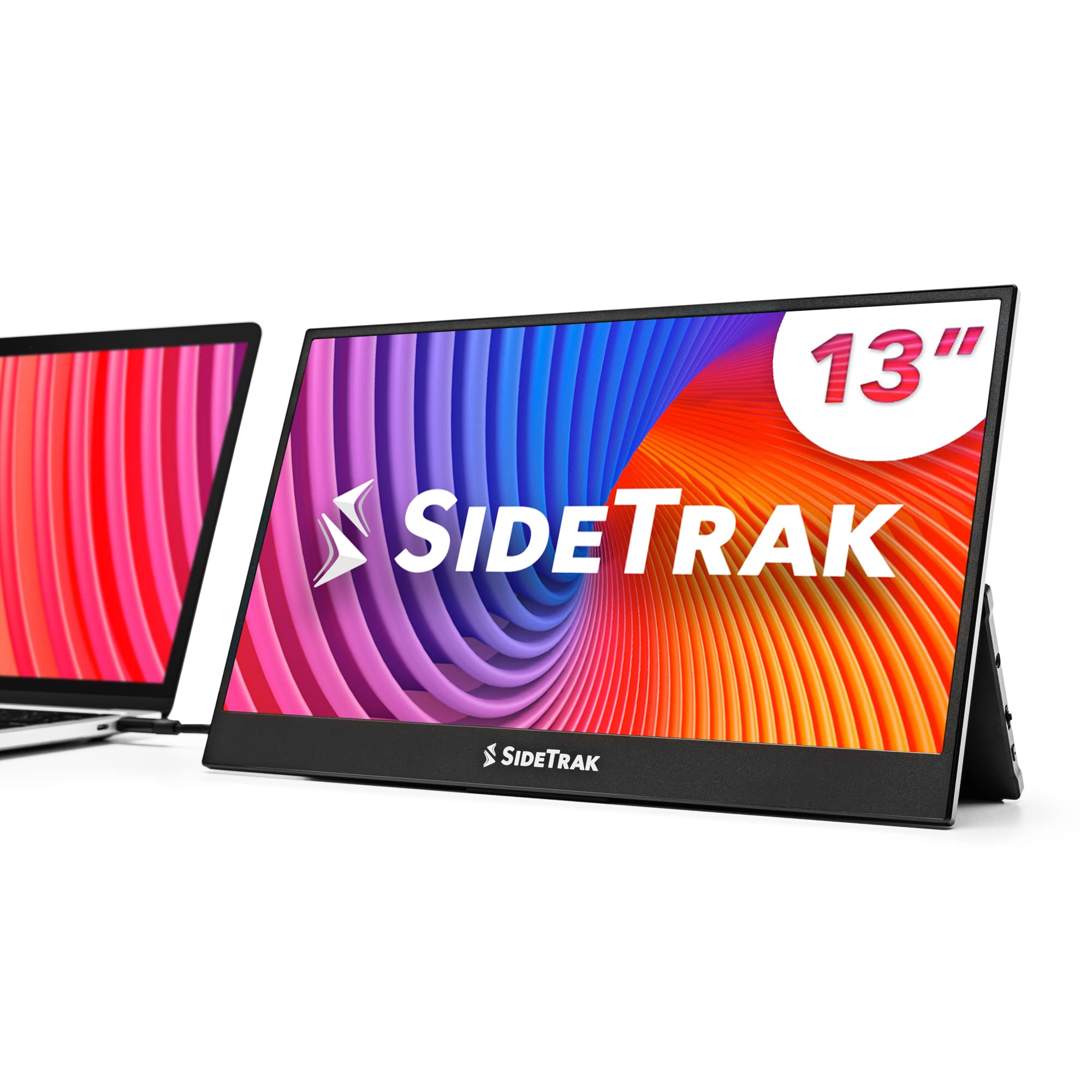 SideTrak Solo Pro 13” Freestanding Portable Monitor for Laptop | 1080 LED .04” Thin Portable Monitor | Kickstand | 10ms Response Time | 60Hz Refresh Rate | USB-C, Mini HD | 1.3 lbs. Travel Monitor