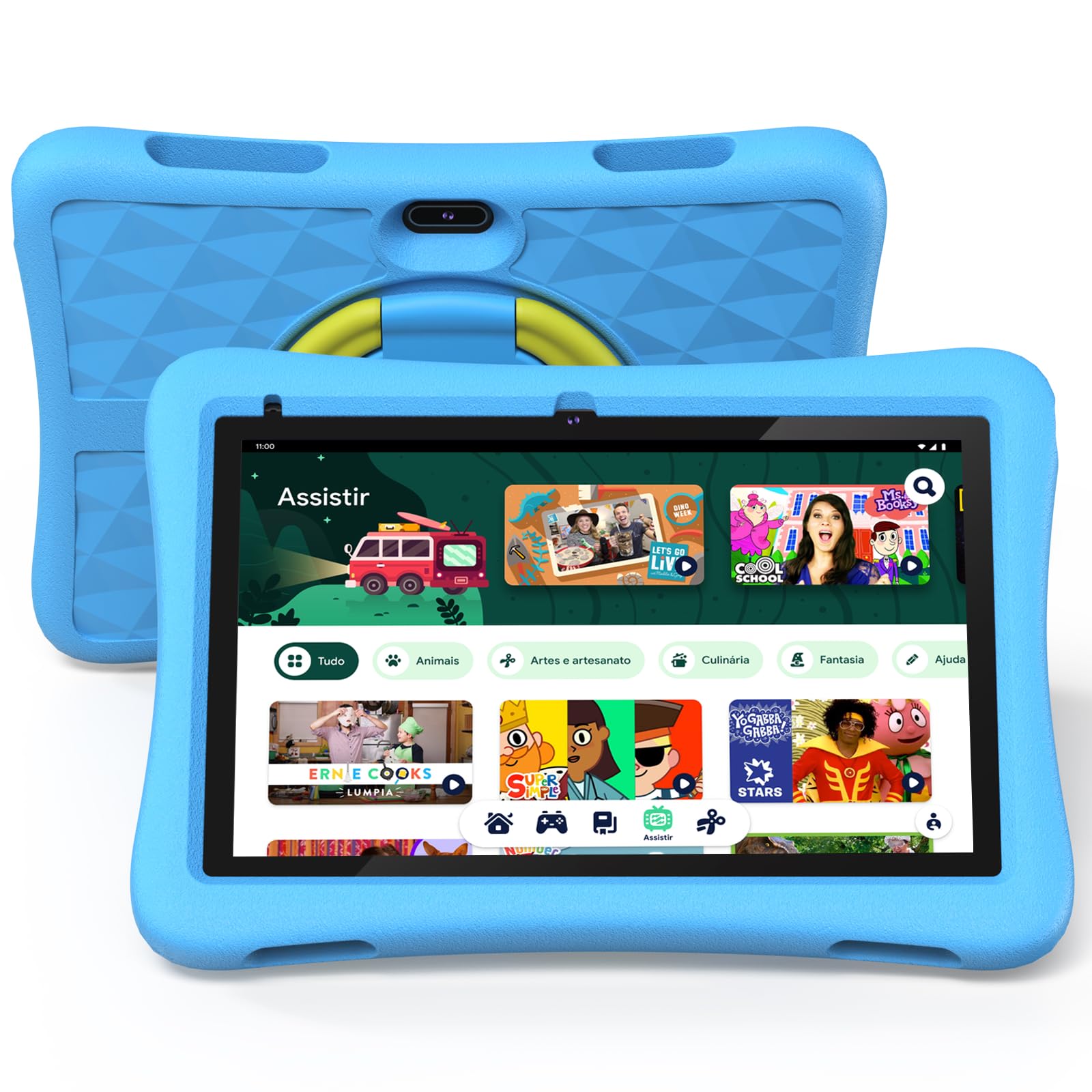 Plimpton Kids Tablet Android 14, Tablet for Kids 10 inch with Google Kids Space, 6GB RAM/64GB Storage, 4-core, 6000mAh Battery, Parental Control, WiFi, PlimPad Kids10 (Blue)