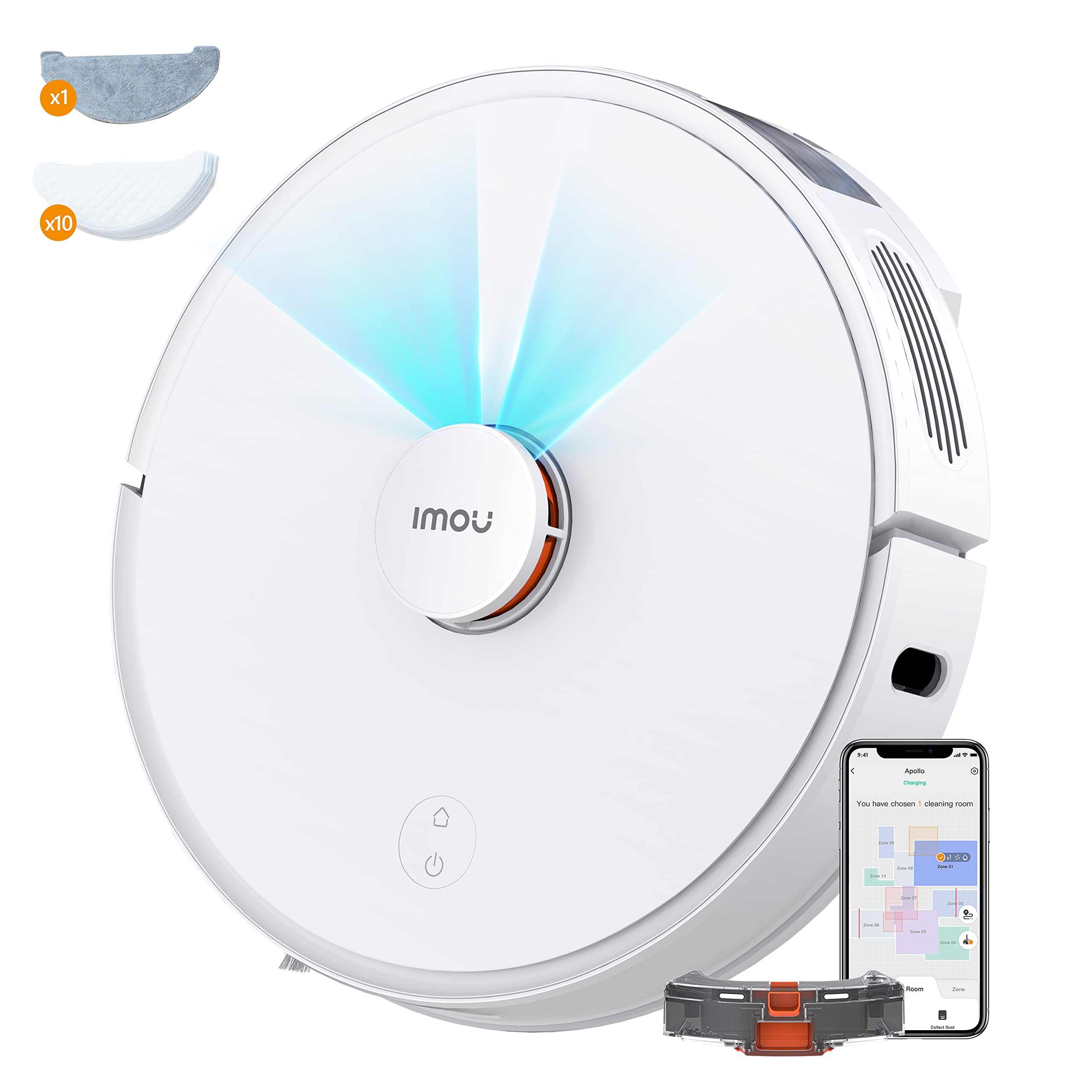 ImouRobot Vacuum and Mop Combo, Slim, 2700Pa Strong Suction, Laser Navigation, Obstacle Avoidance, Self-Charging Robotic Vacuum Cleaner, Ideal for Pet Hair, Carpets, Hard Floors, L11