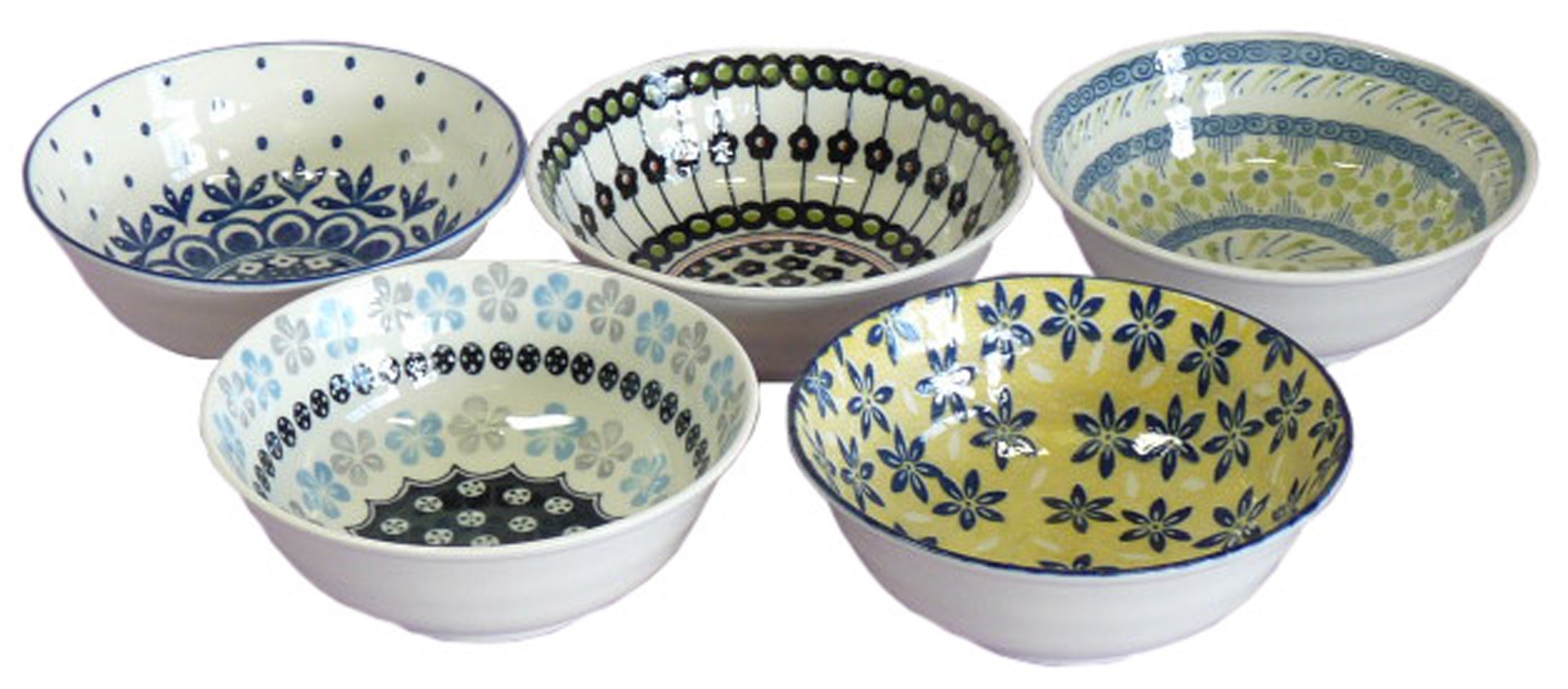 アワサカ Awasaka Pottery Field 7-1805 Five Bowl Set, White, 4.7 x 7.5 x 7.5 inches (12 x 19 x 19 cm)