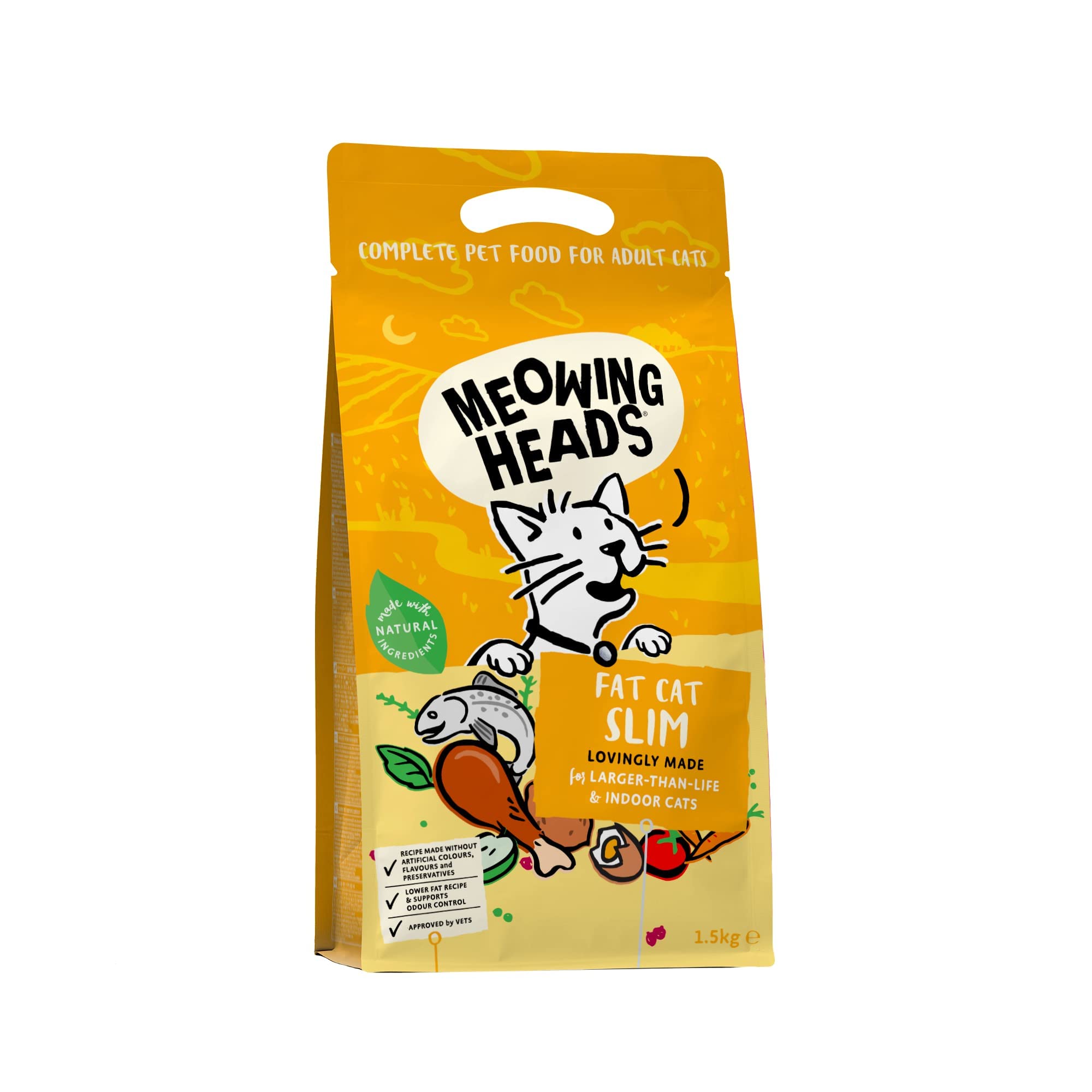 Meowing Heads Complete Dry Cat Food 1.5kg - Fat Cat Slim - Vet Approved