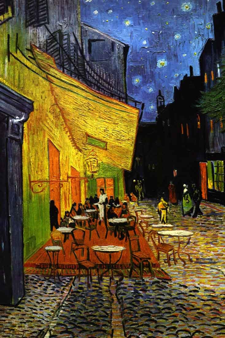 Seven Rays Vincent Van Gogh The Cafe � Terrace on the Place du Forum Arles at Night c.1888 Poster (Multicolour, 12 x 18 inches, Small)