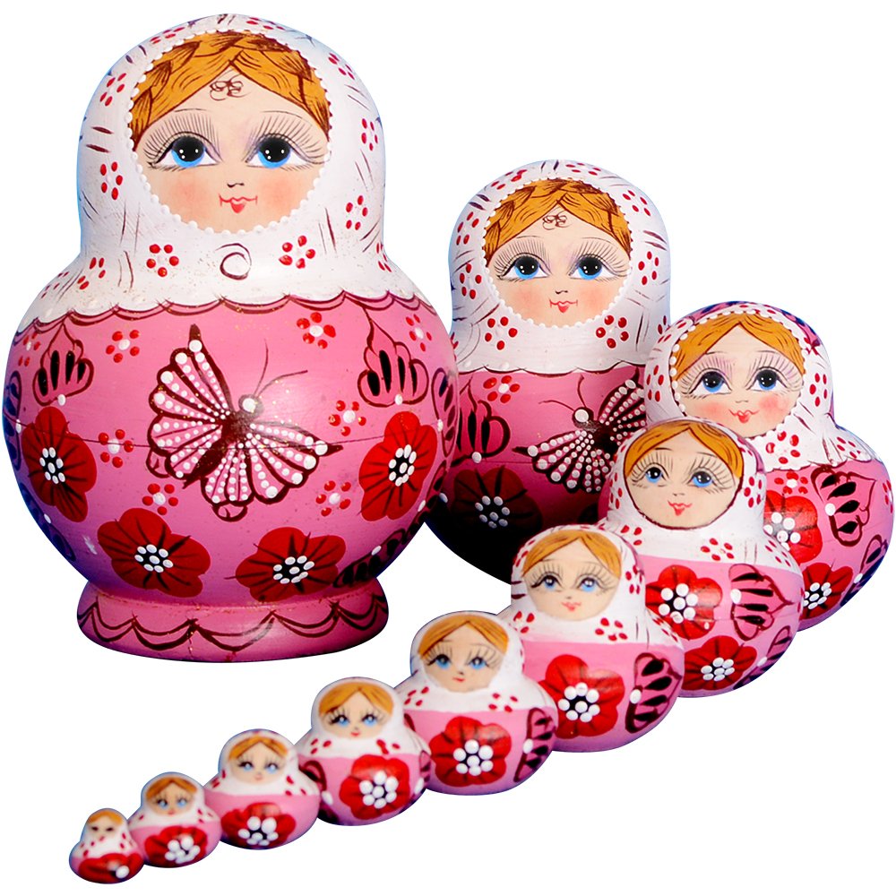 10pcs Russian Nesting Dolls Matryoshka handmade01071