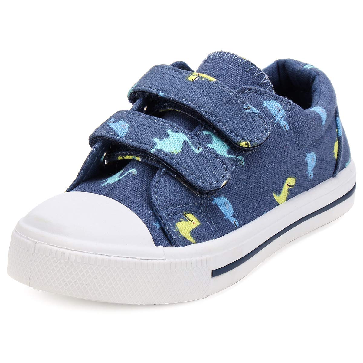 K KomForme Toddler Boys & Girls Shoes Kids Canvas Sneakers with Cartoon Dual Hook and Loops