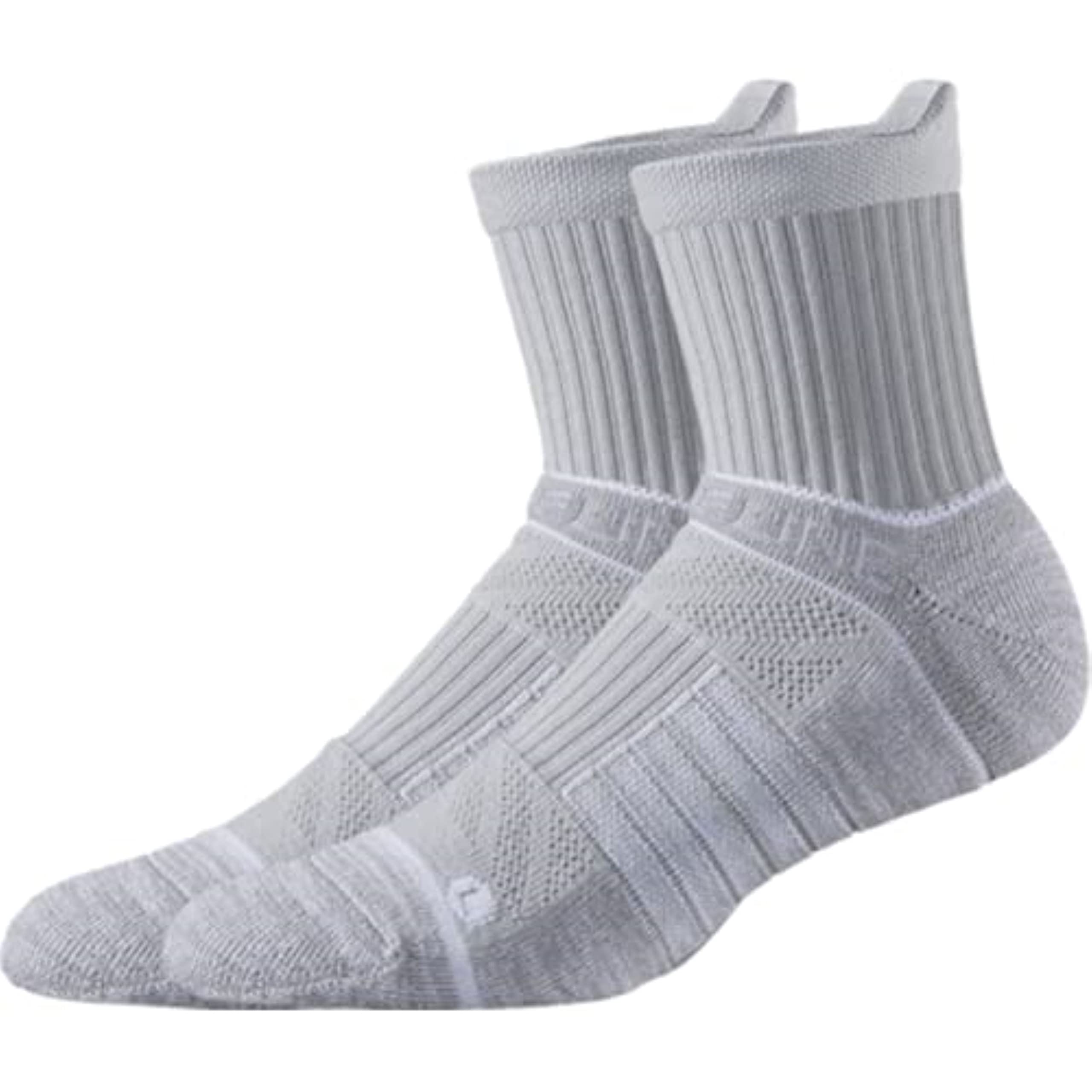 StridelineBasic Mid Length Socks | Quad-Ply Yarn Padding, Direct Compression and Zoned Cushioning, 1 Pack (Heather Grey, Medium-Large)