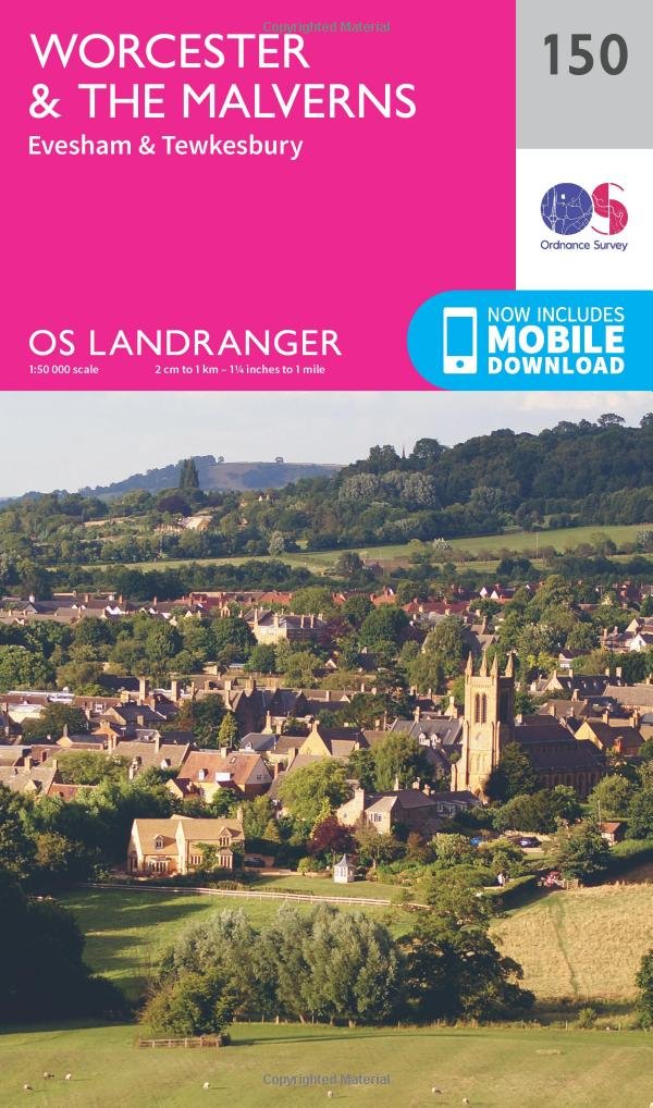 Worcester & the Malverns Map | Evesham & Tewkesbury | Ordnance Survey | OS Landranger Map 150 | England | Walks | Cycling | Days Out | Maps | Adventure