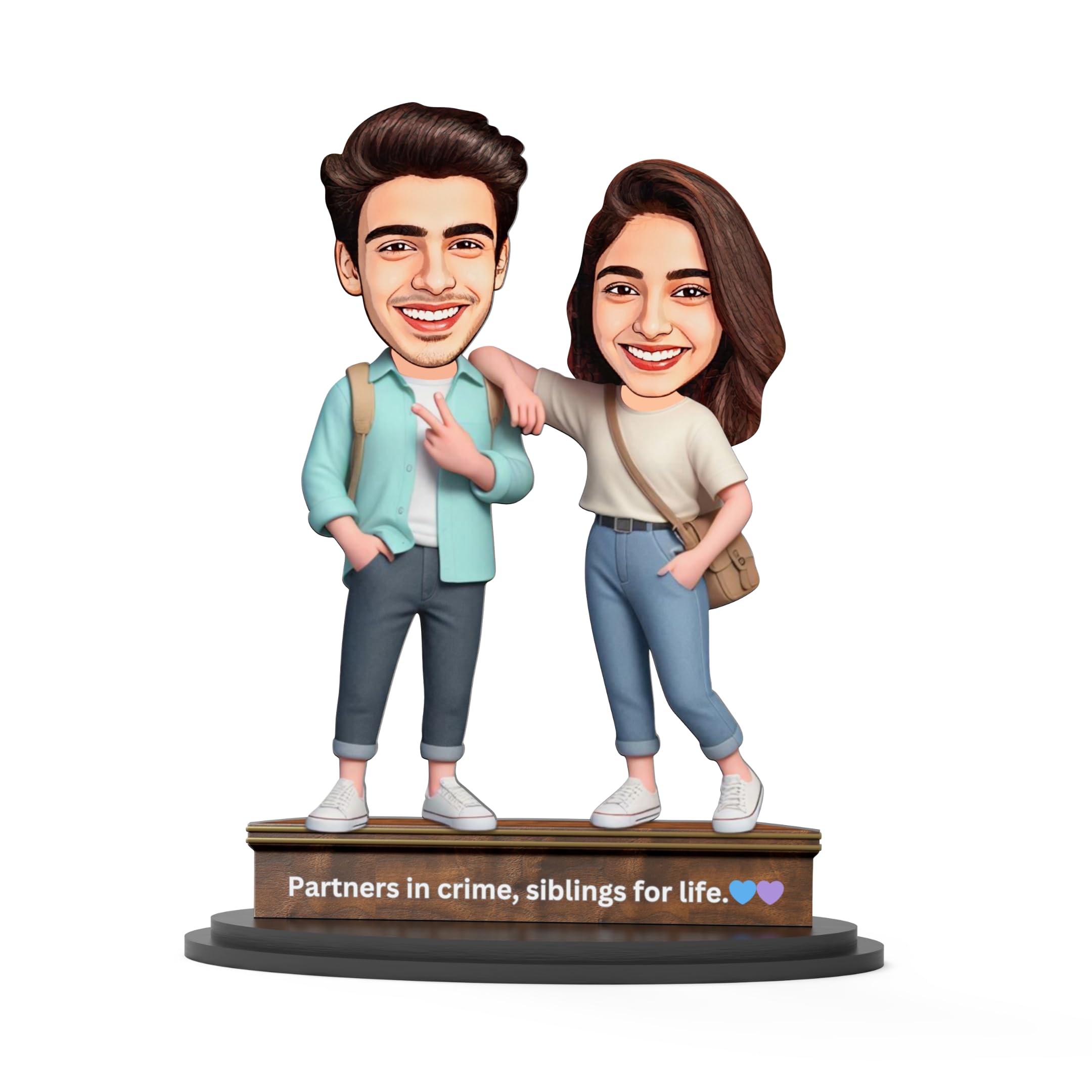 Avatar Studio Personalized Gift for Brother, Sister, Friends Character Caricature Photo Frame Unique Design Customized Gift for Bhai Dooj & Rakshabandhan (BRO SIS - 2, 7 INCHES)