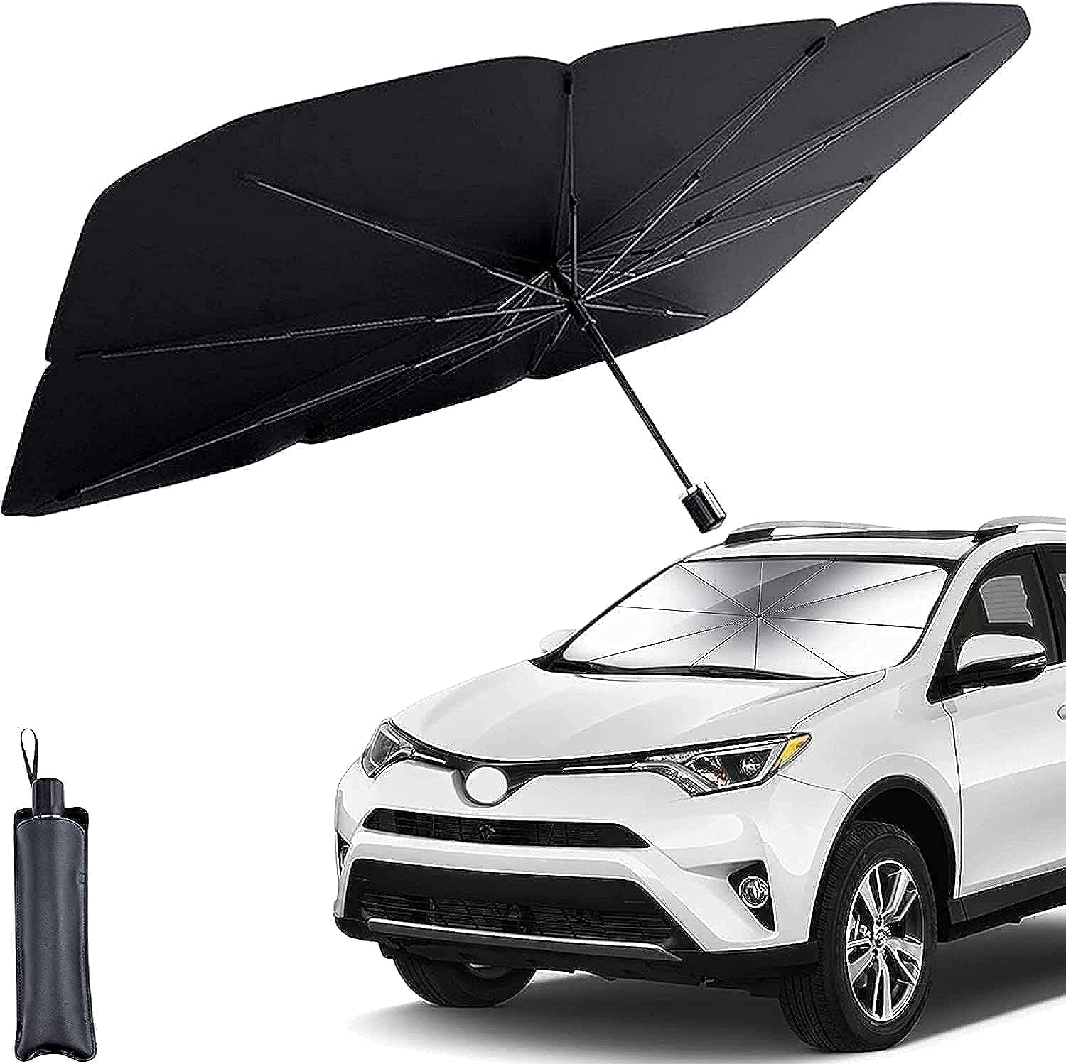 Rylan Car Sun Shade Windshield Cover, Umbrella Windshield Sun Shade for Car Front Window，Sun Protection & Heat Insulation Foldable Sun Shade，Full Cover Sun Shade for Most Vehicles