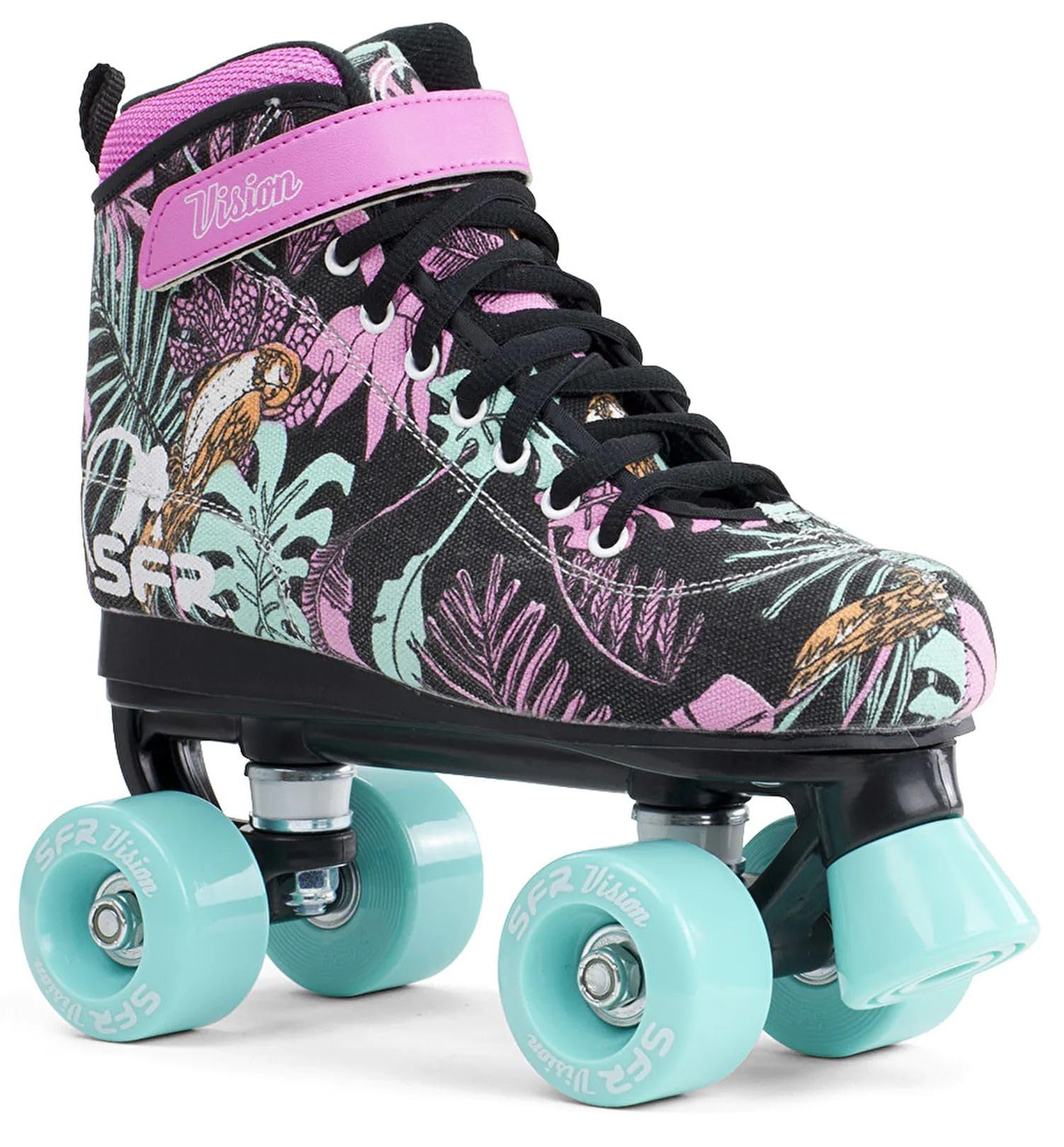 SFR vision canvas children's roller skates, disco roller, floral, 37,Black/Floral