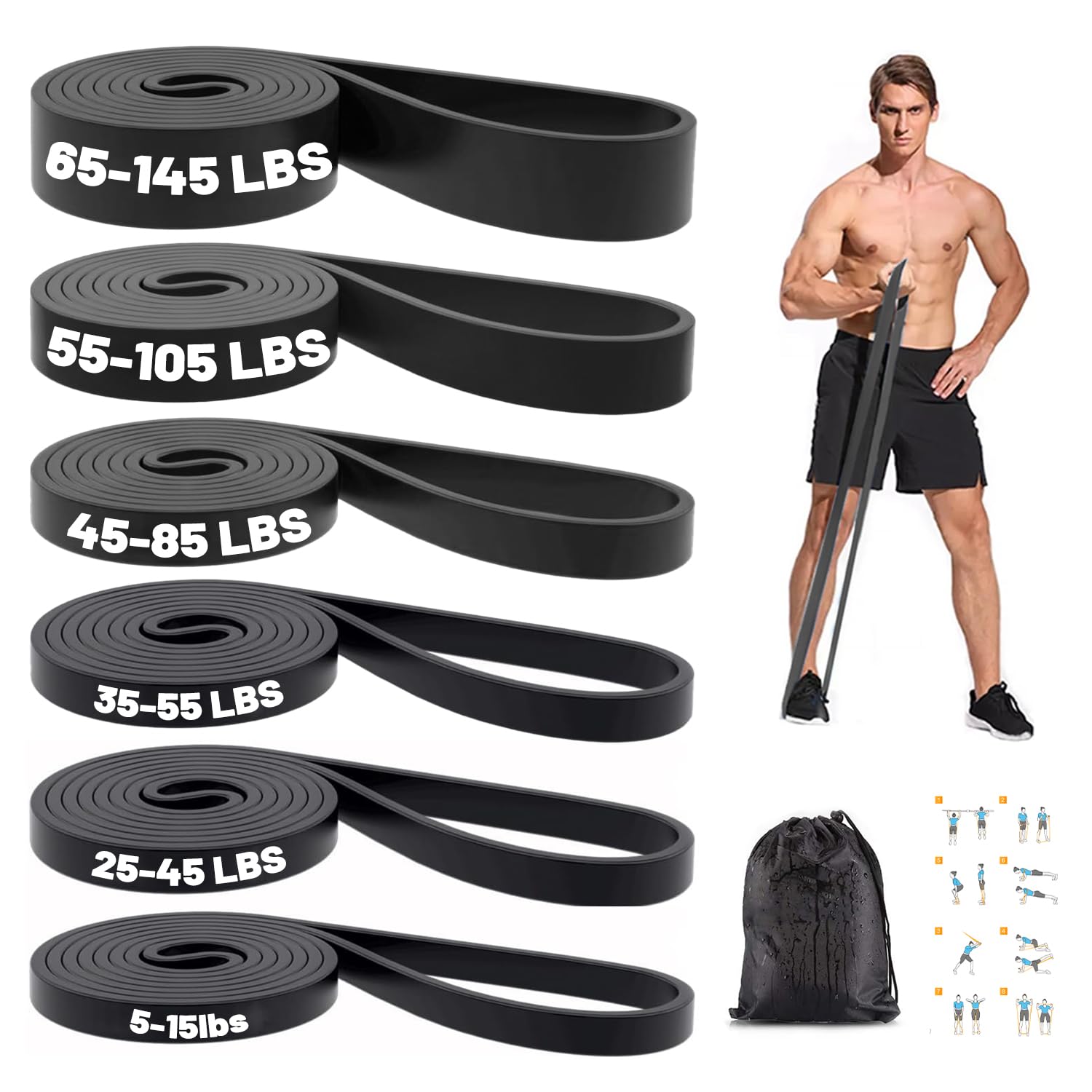 Resistance Bands, Pull Up Bands, Exercise Workout Bands for Working Out, Pull Up Assistance Bands Set for Men & Women, Body Stretching, Physical Therapy, Muscle Training