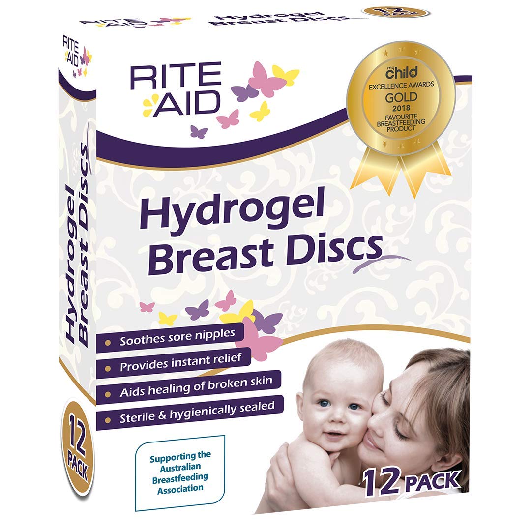 Rite Aid Hydrogel Gel Breast Discs (x12) - Helps Heal Cracked Sore Nipples in Breastfeeding