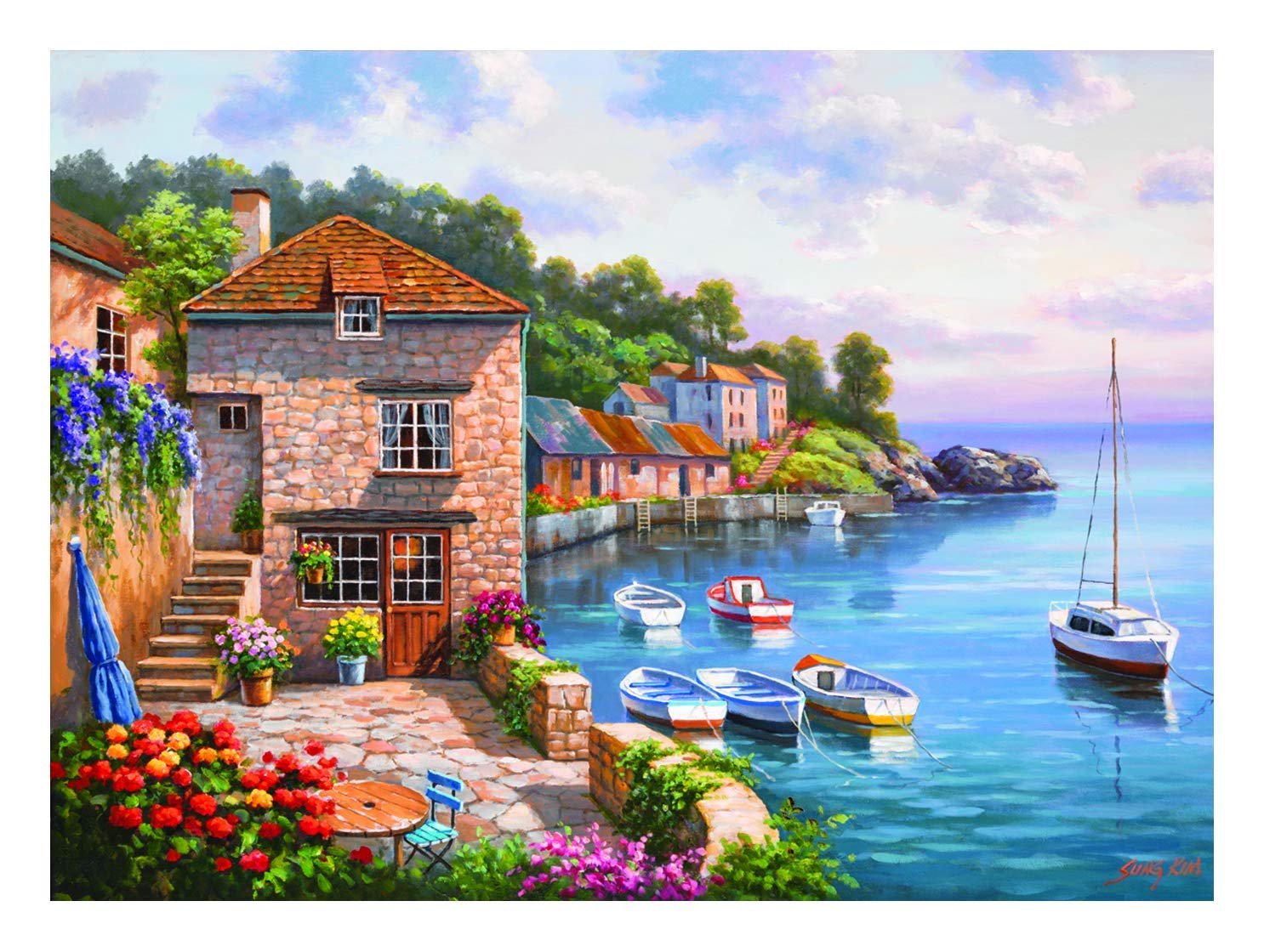 AnatolianJigsaws 1000 pieces for adults - 1000 piece jigsaw puzzles for adults HARBOUR GARDEN is ideal as a gift for the whole family and the jigsaw puzzle is made of Esca Board