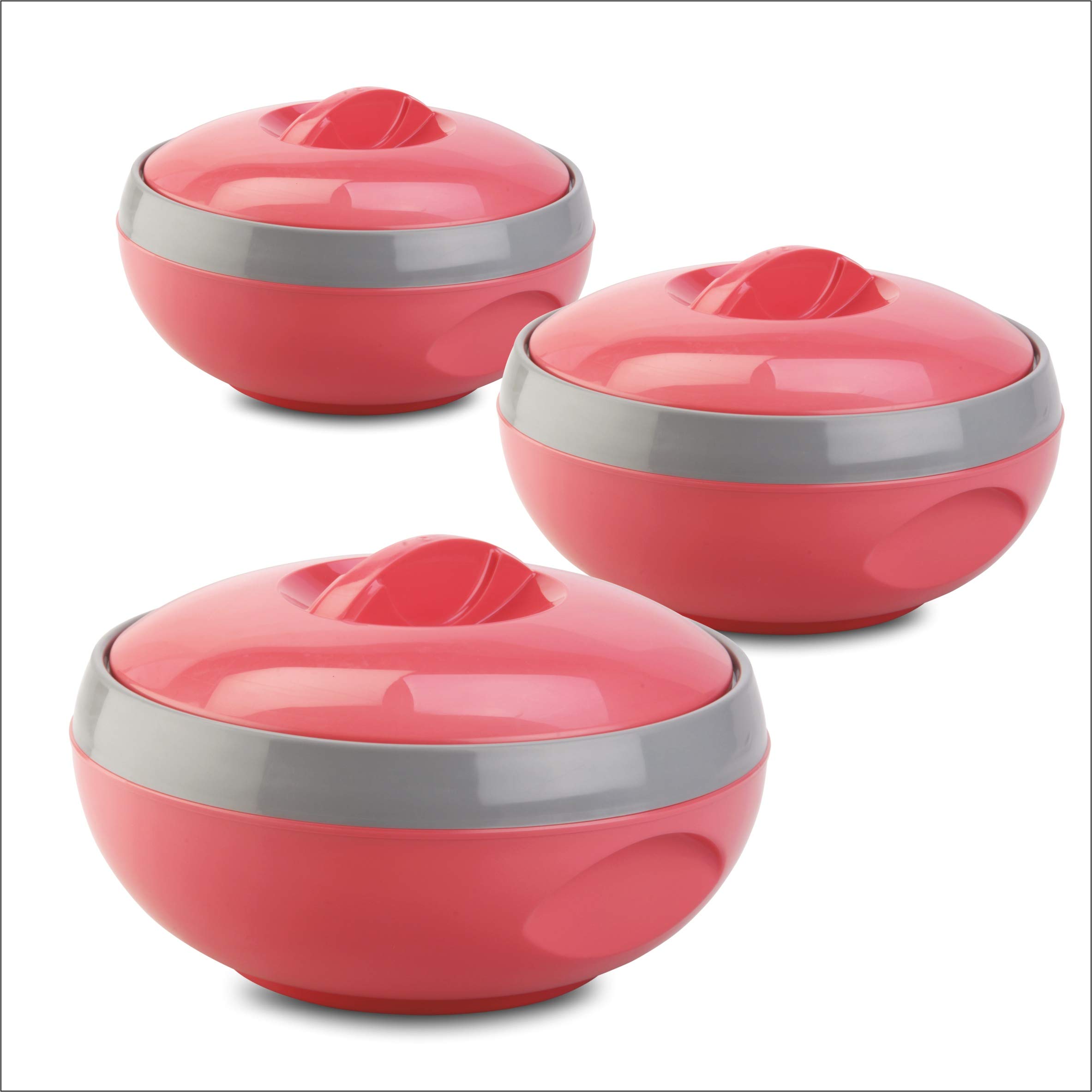 ASIAN Inner Steel Casserole (1000 ml, 1500 ml, 2500 ml) Gift Set of 3,| PU Insulated | BPA free | Food Grade | Easy to Carry | Easy to Store | Ideal For Chapatti | Roti | Serving Casserole Red