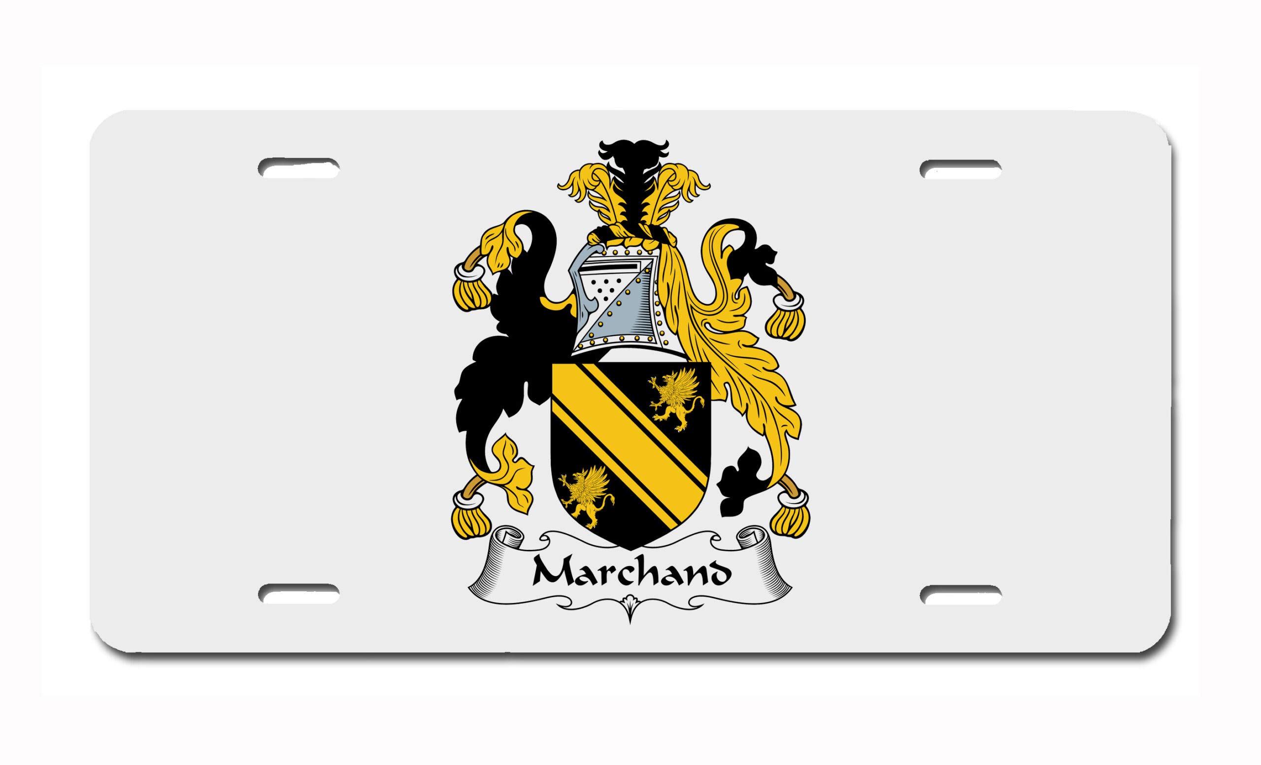 Carpe Diem Designs Marchand Coat of Arms/Marchand Family Crest (Ireland) License/Vanity Plate – Made in The U.S.A.