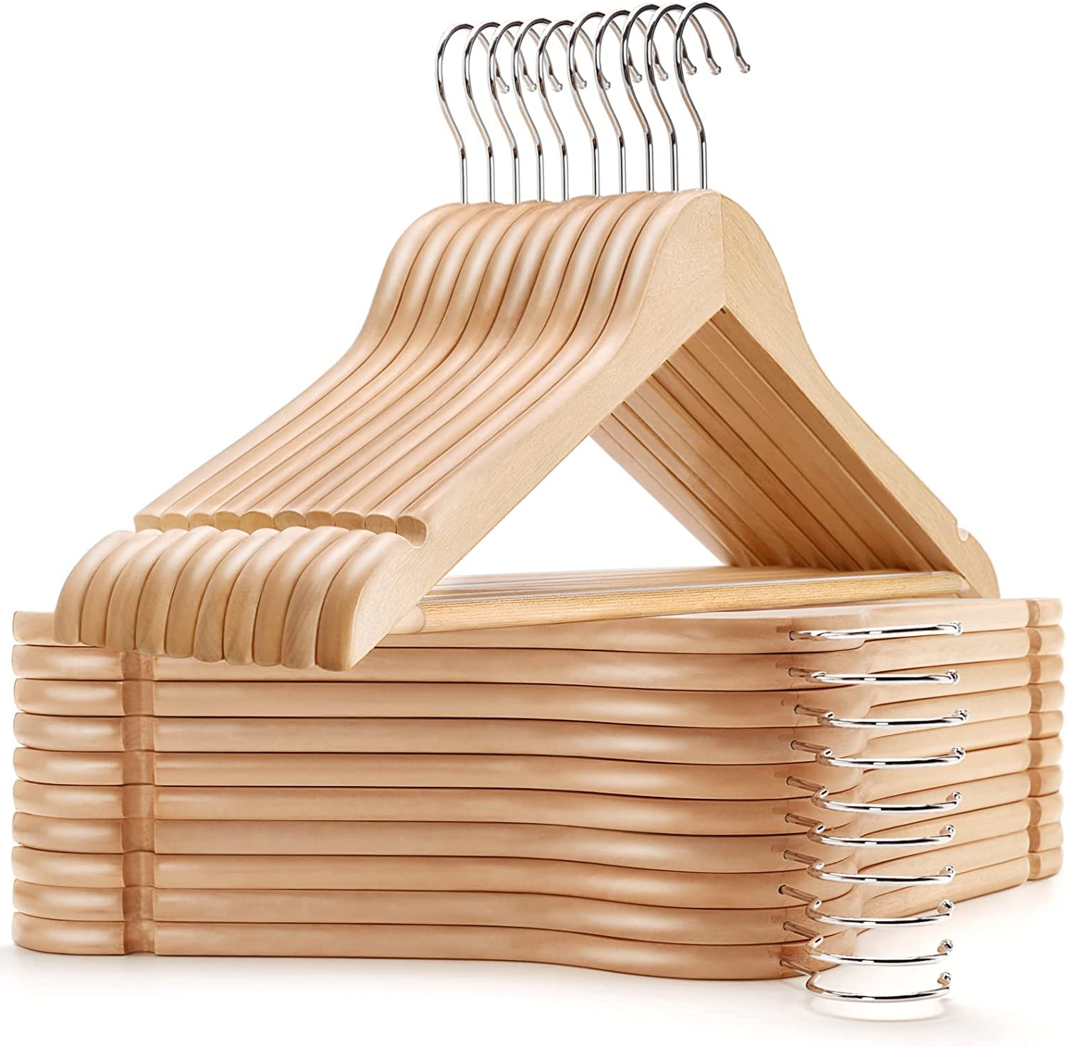 AMOTAOSSolid Wood Suit Coat Hangers 30 Pack