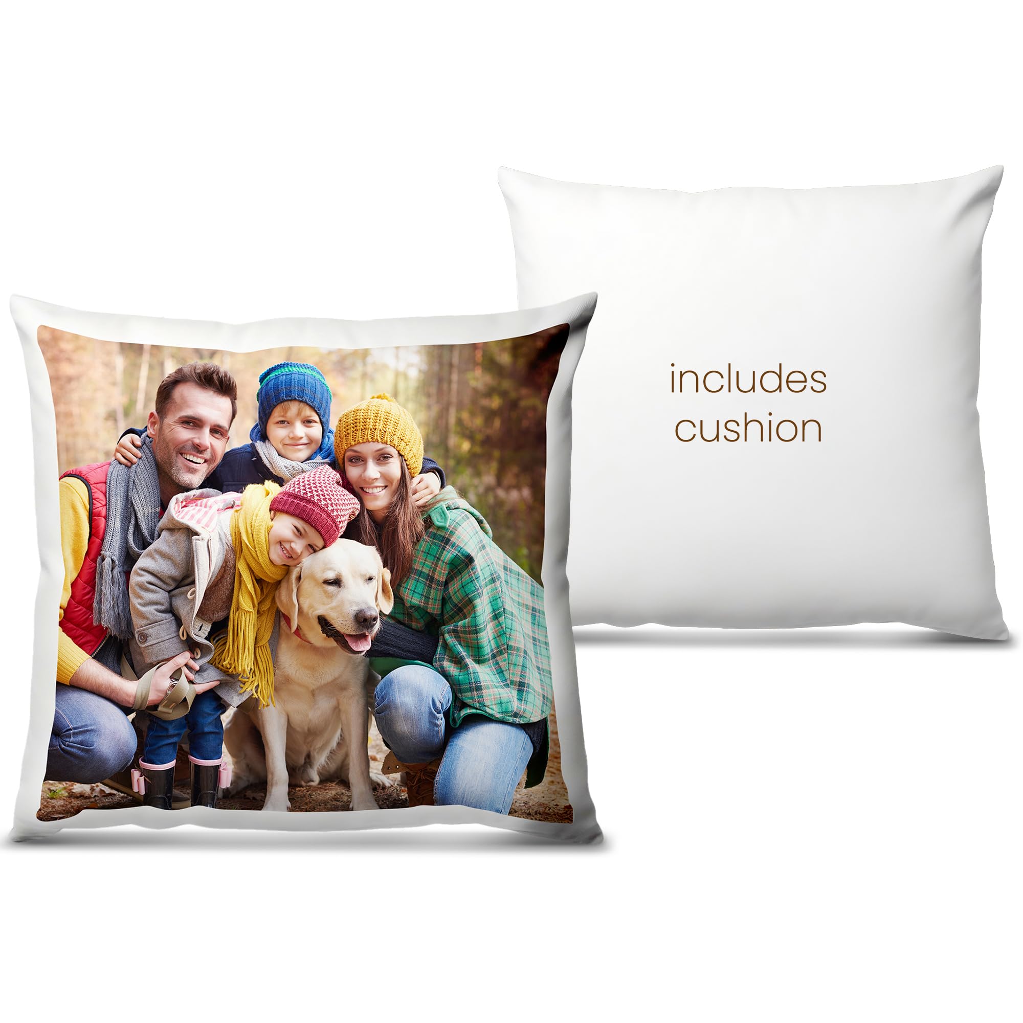 Custom Cushion Cover with High Resolution Photo Print, 40x40 cm - Soft Plush Personalised Pillow - Vibrant Personalised Gift for Any Occasion, Cushion Included